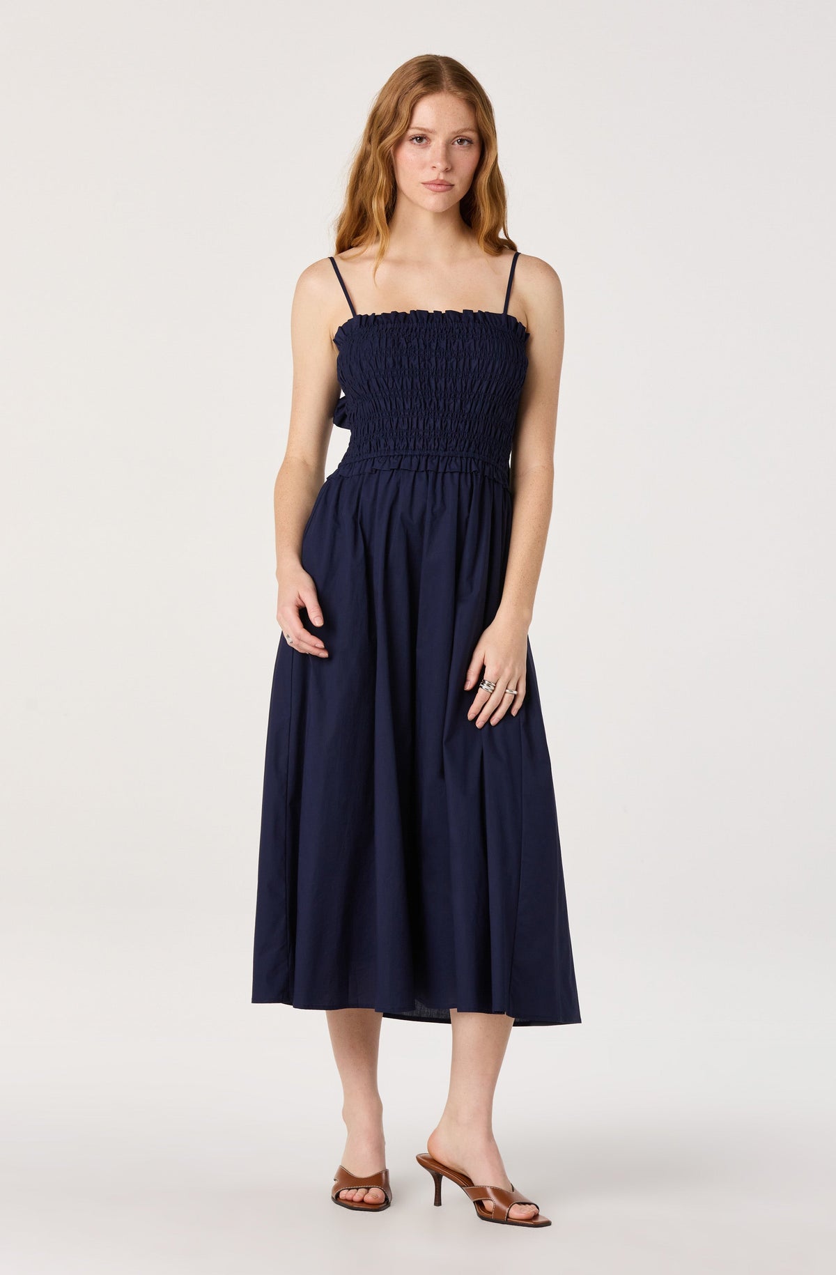 Harper Smocked A-Line Midi Dress