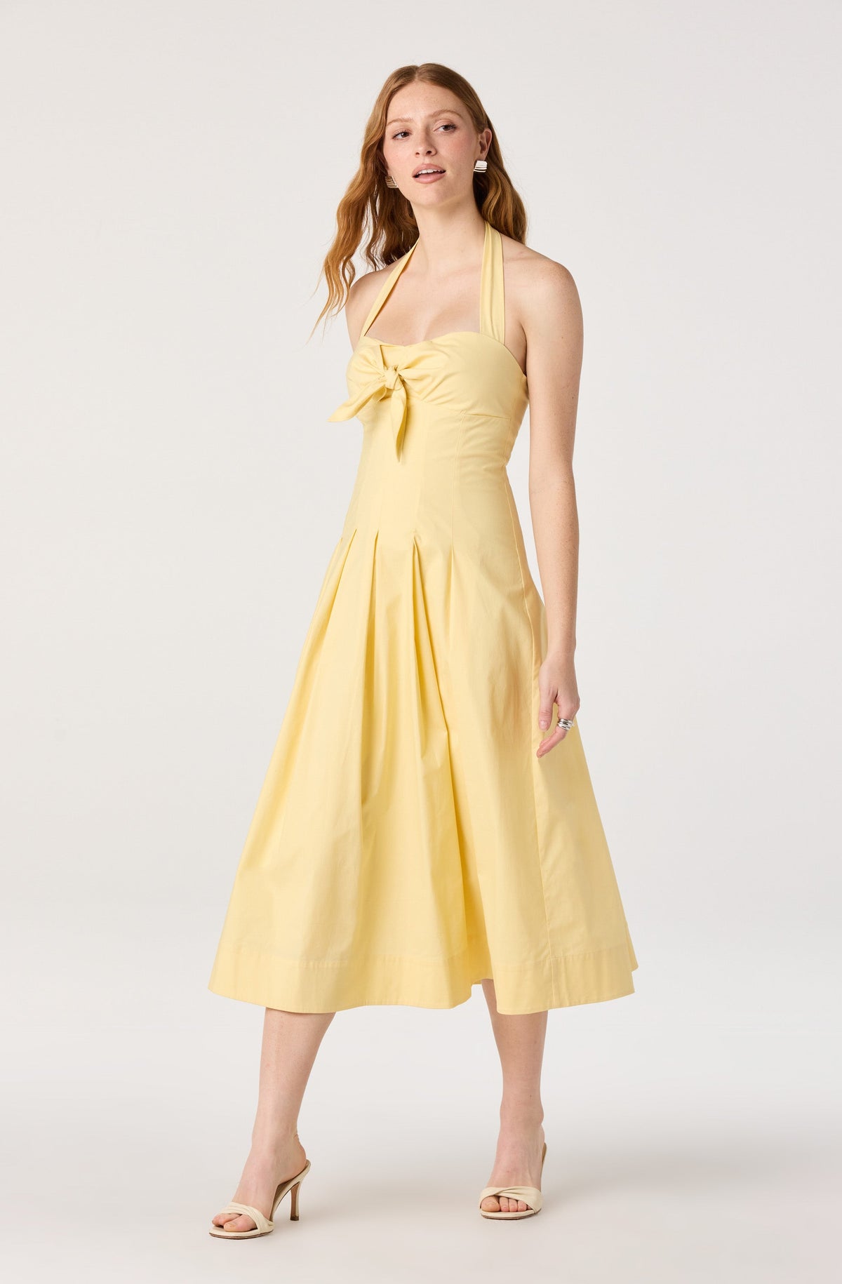 Janae Pleated Halter Midi Dress