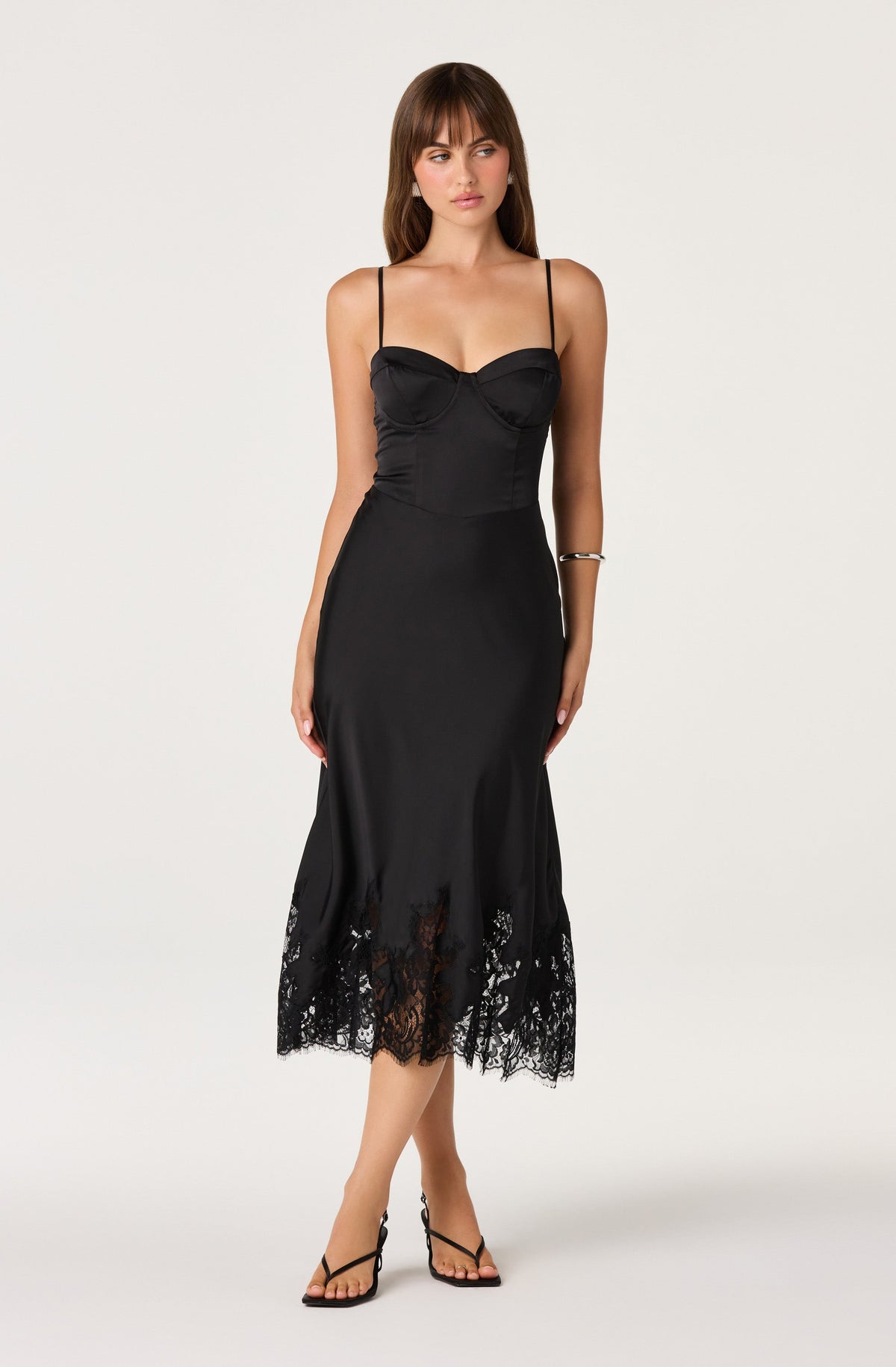 Abrianna Bustier Satin Midi Dress