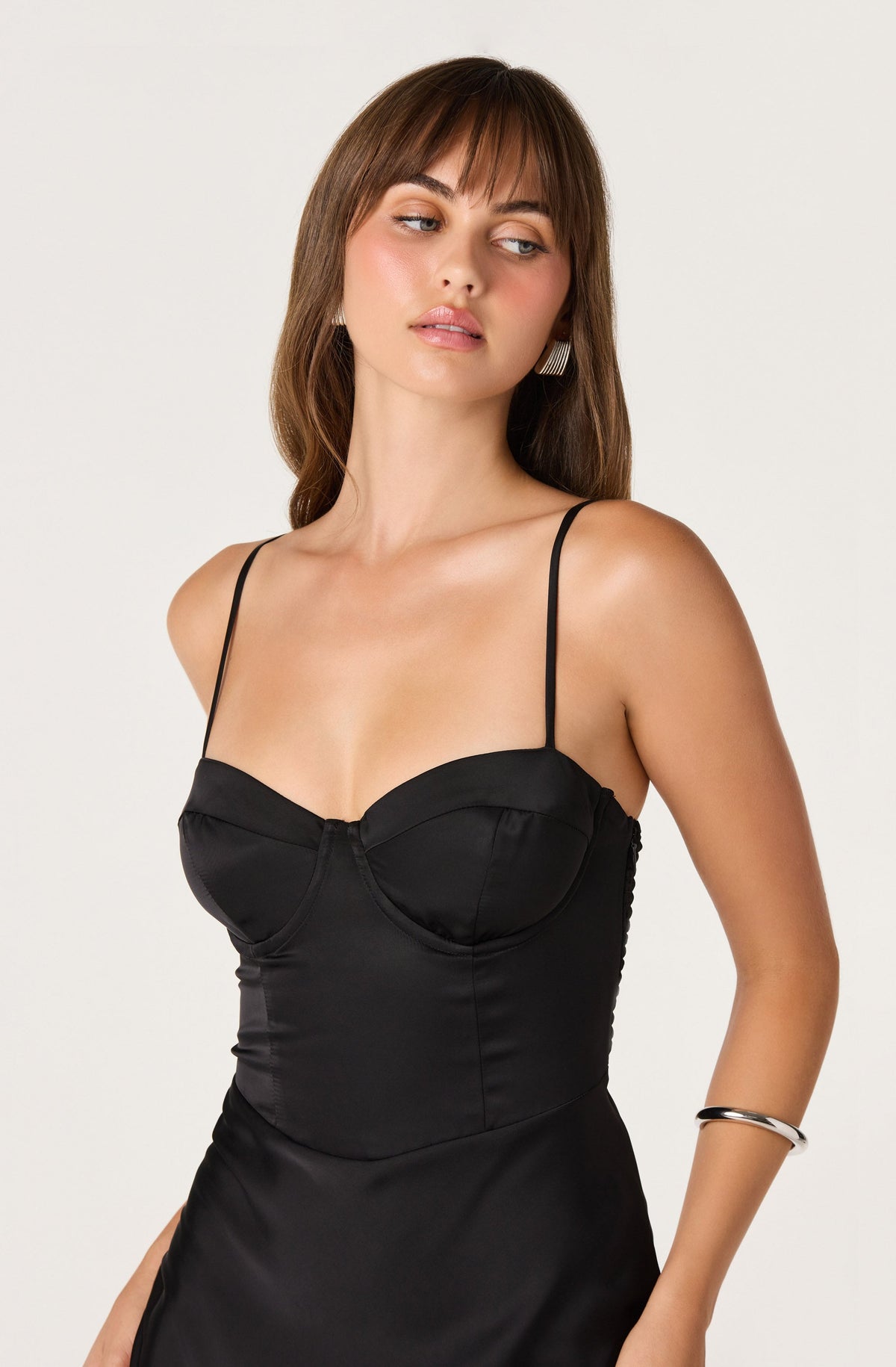 Abrianna Bustier Satin Midi Dress