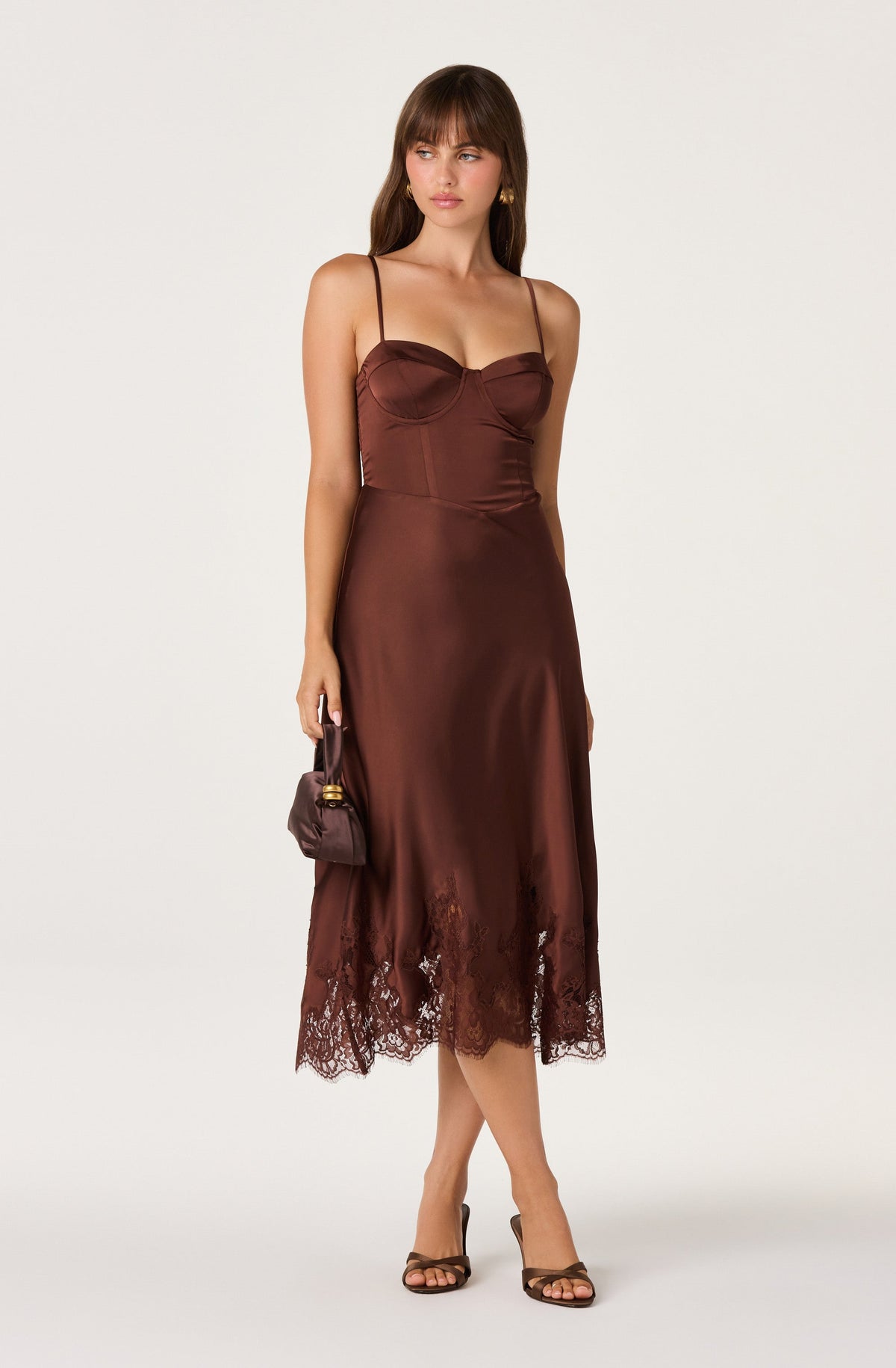 Abrianna Bustier Satin Midi Dress