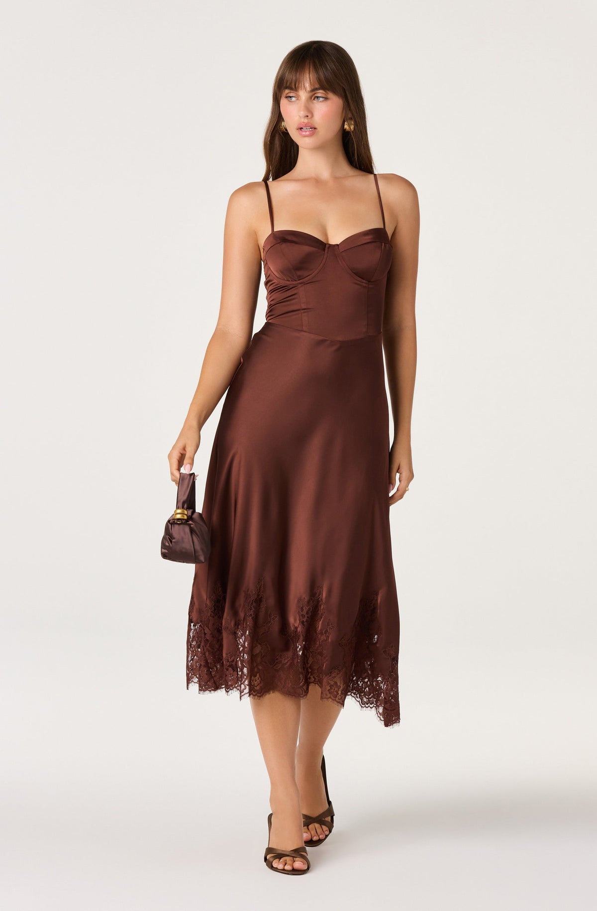 Abrianna Bustier Satin Midi Dress