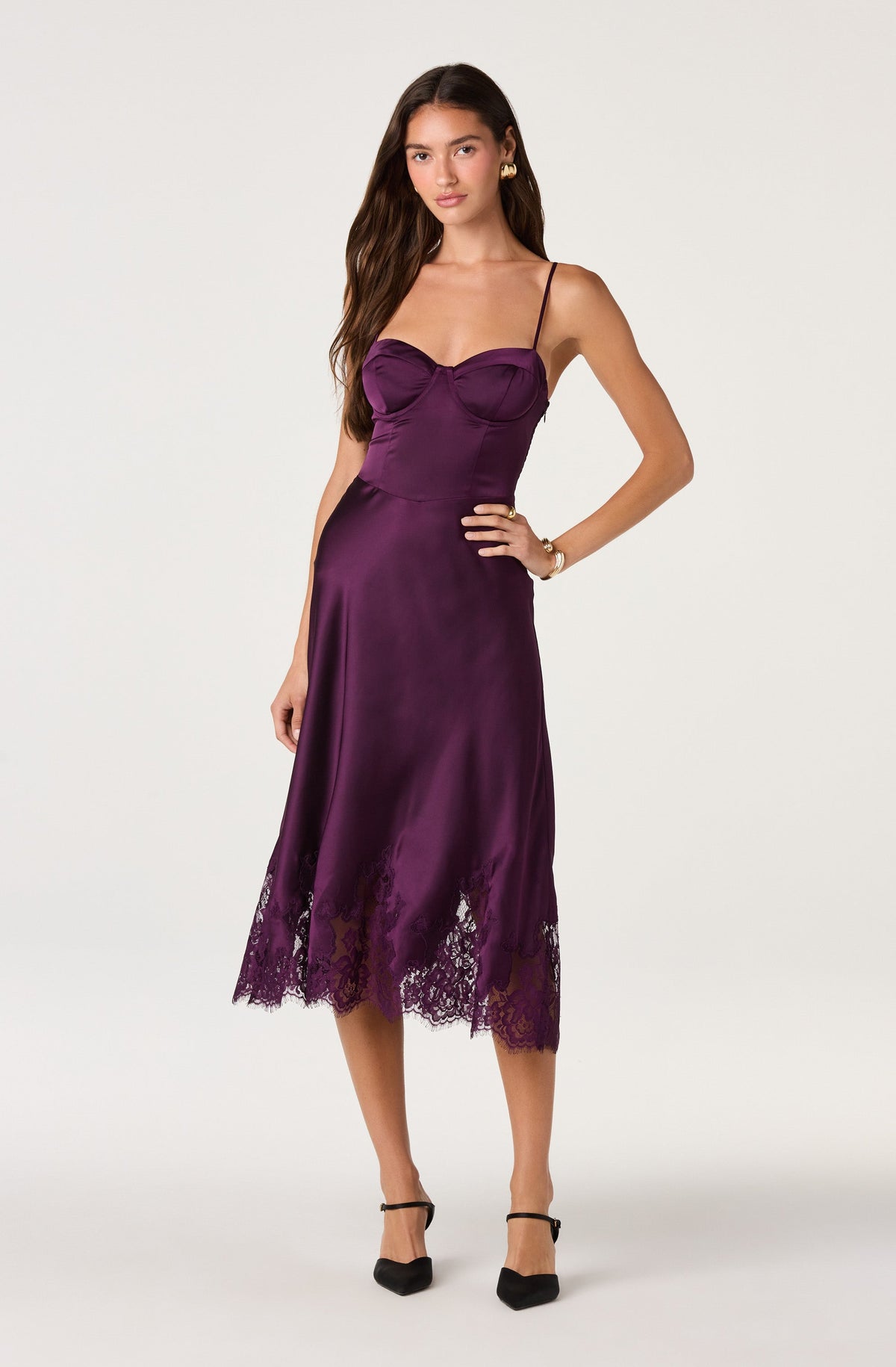 Abrianna Bustier Satin Midi Dress