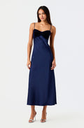 Addysen Velvet Bow Satin Maxi Dress