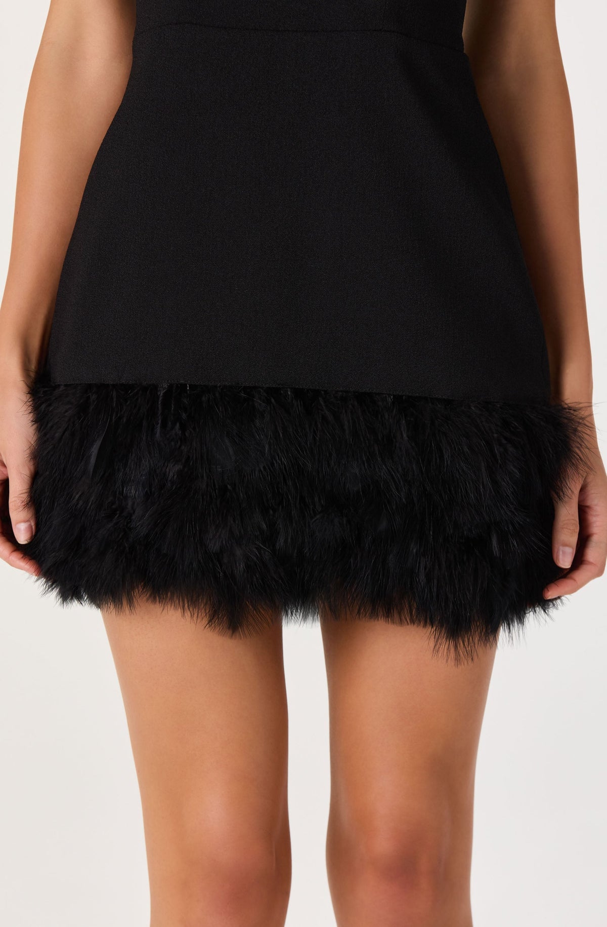 Ebba Sweetheart Feather Trim Mini Dress