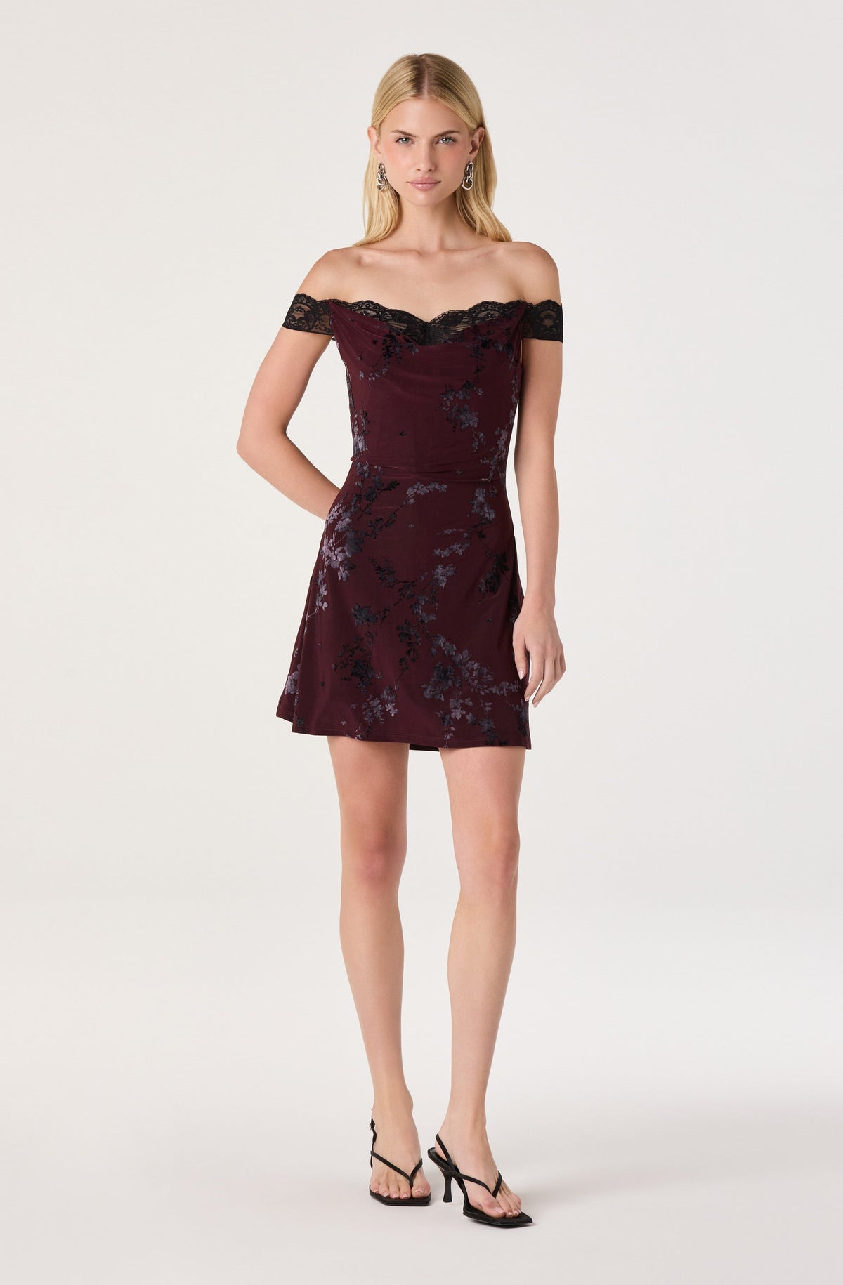 Heloise Burnout Velvet Off-Shoulder Mini Dress