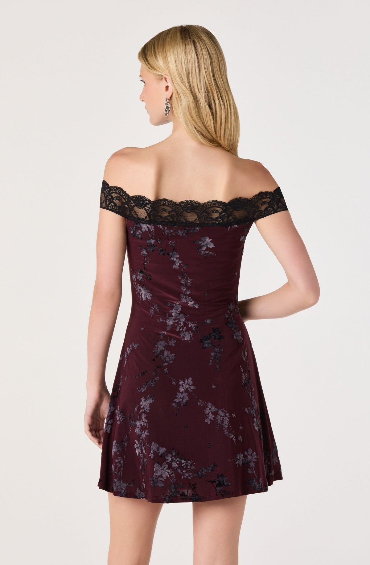 Heloise Burnout Velvet Off-Shoulder Mini Dress