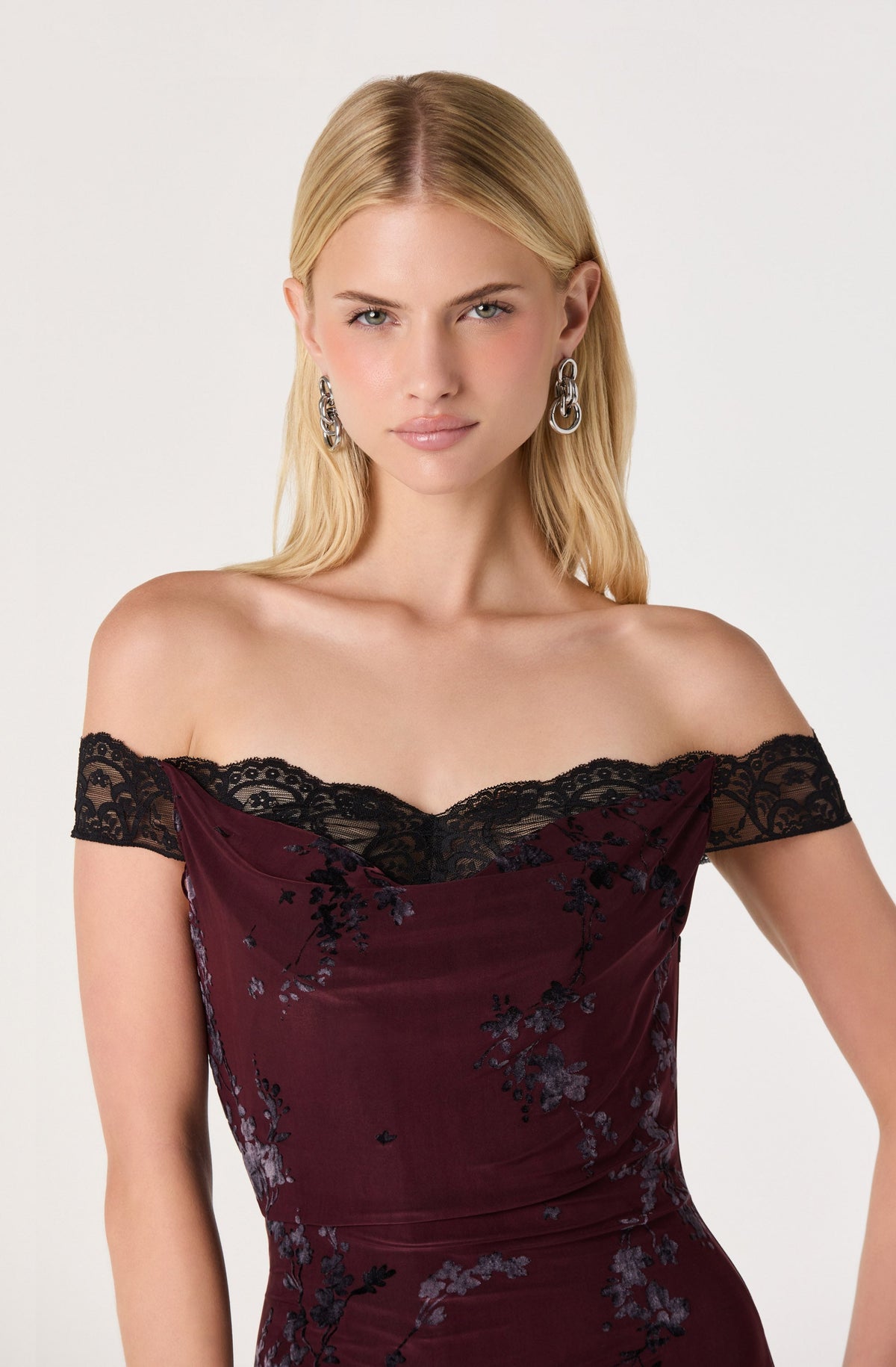 Heloise Burnout Velvet Off-Shoulder Mini Dress