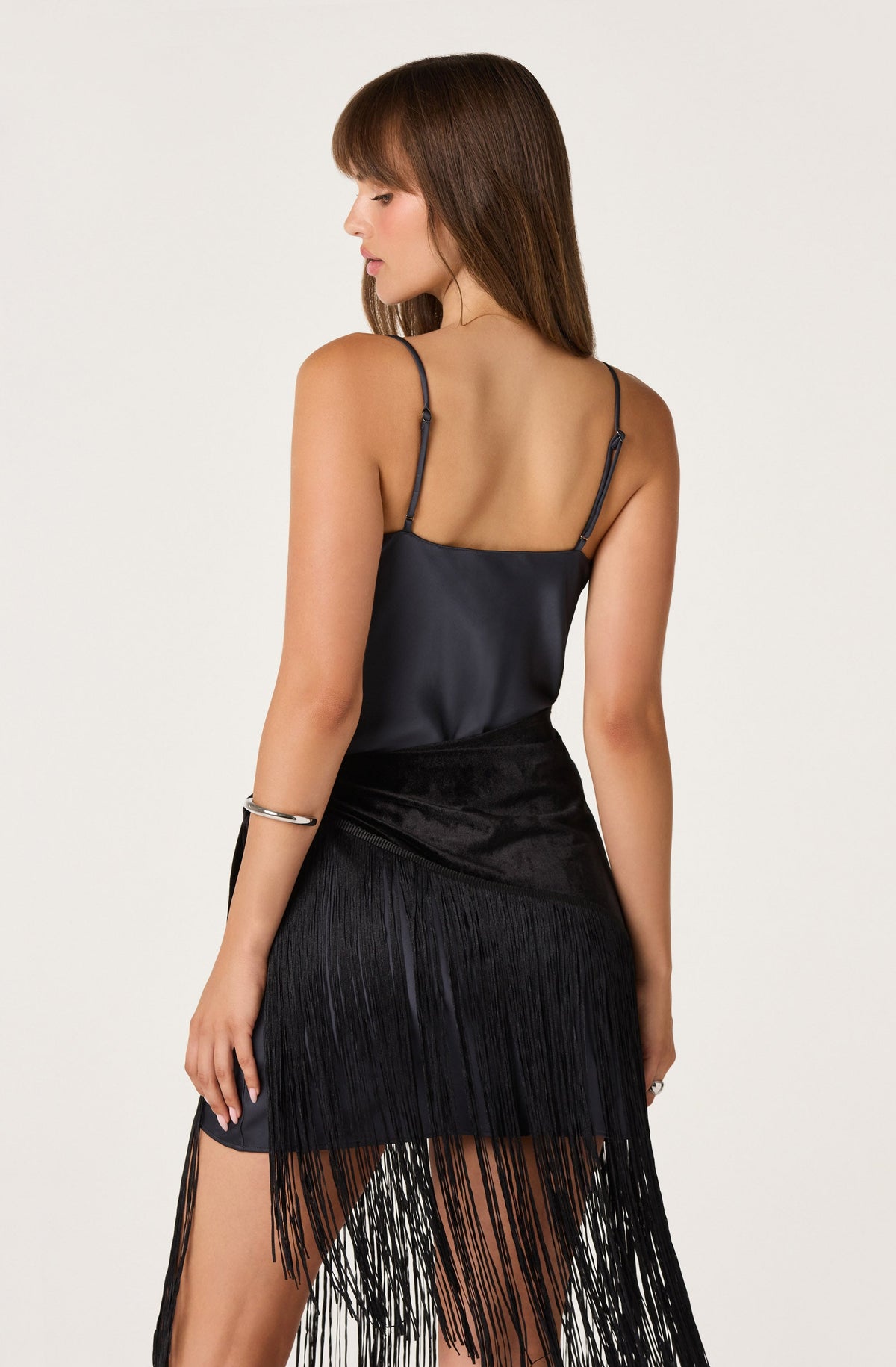 Manon Mixed Media Fringe Mini Dress