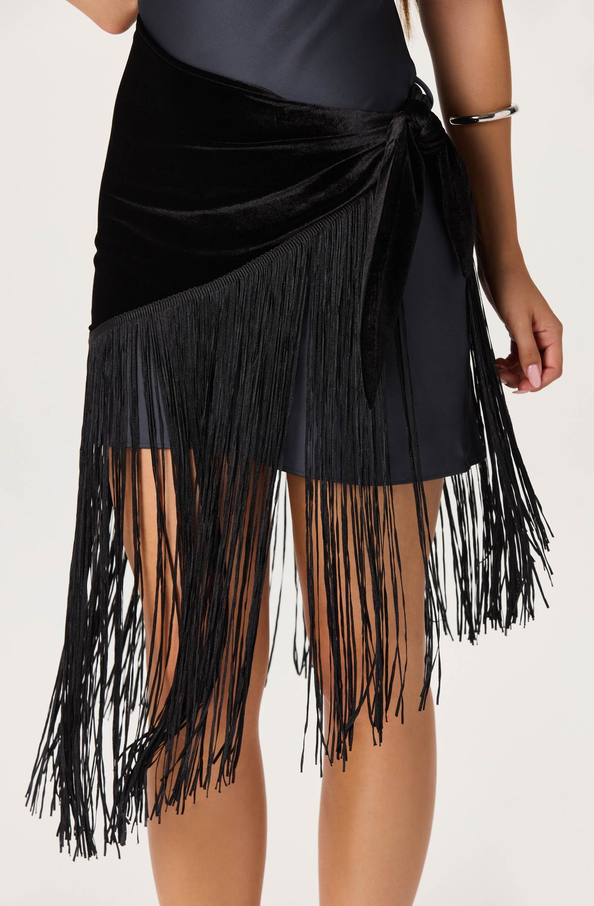 Manon Mixed Media Fringe Mini Dress