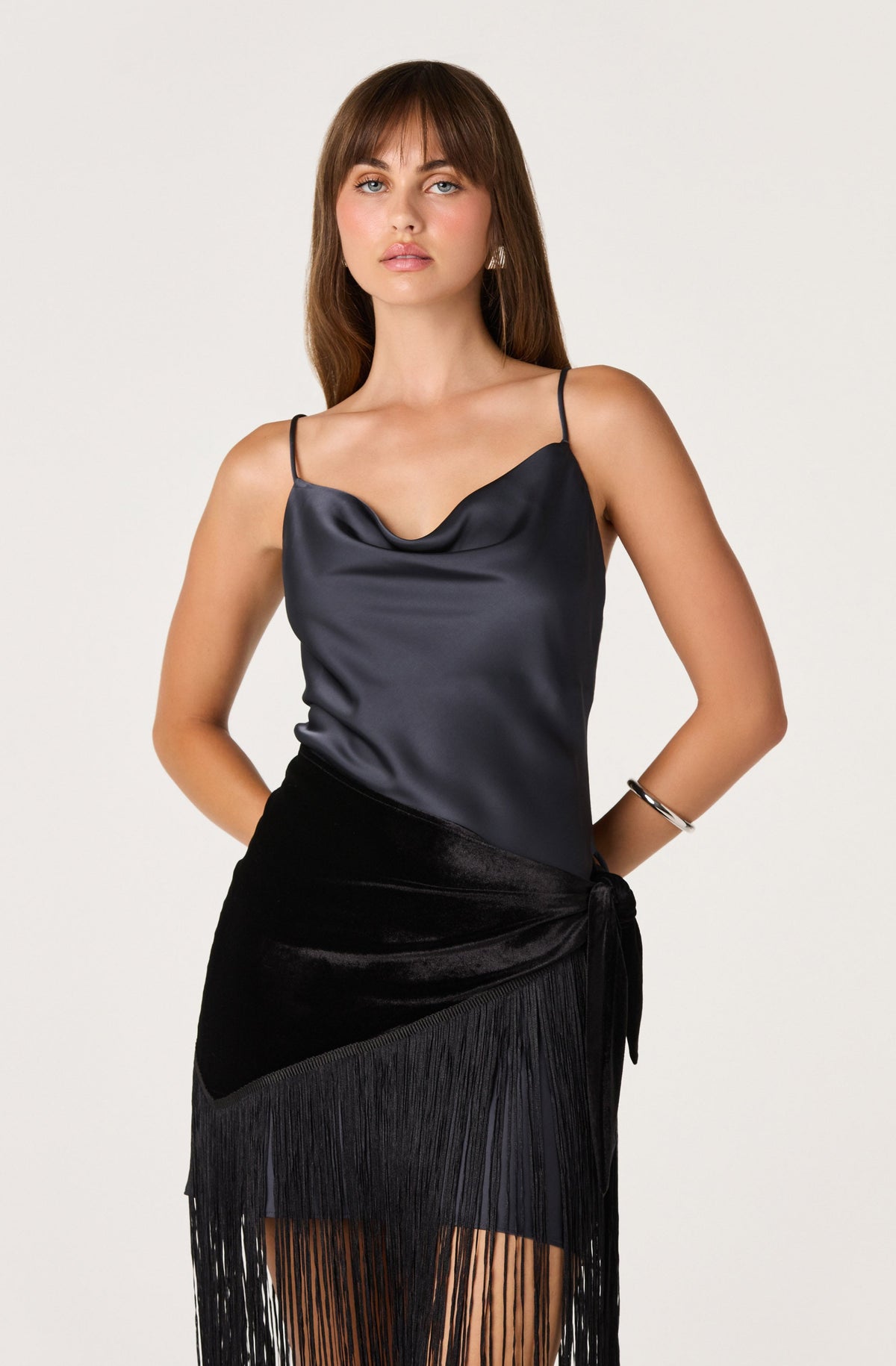 Manon Mixed Media Fringe Mini Dress