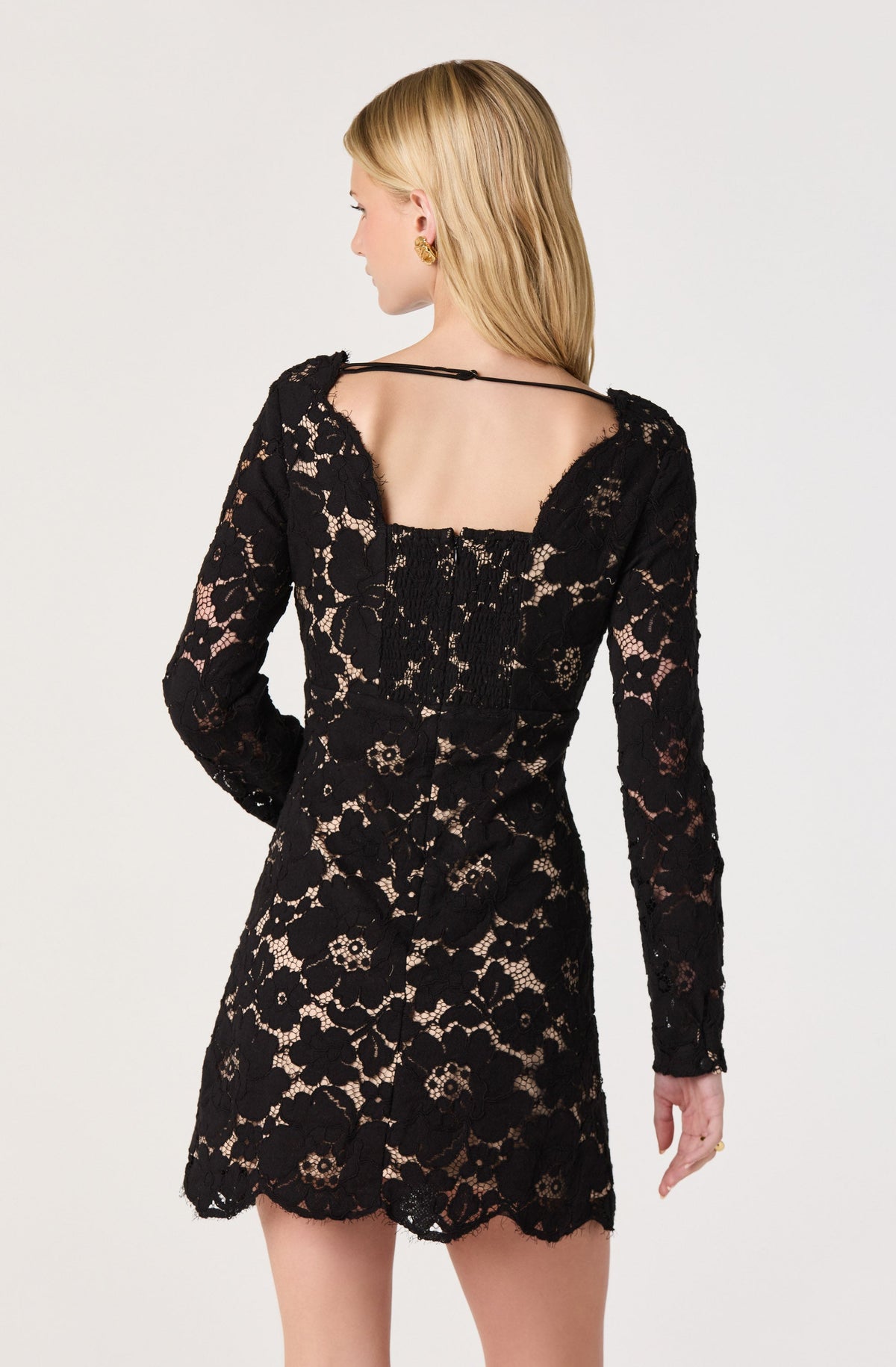 Bryndis Scalloped Lace Mini Dress