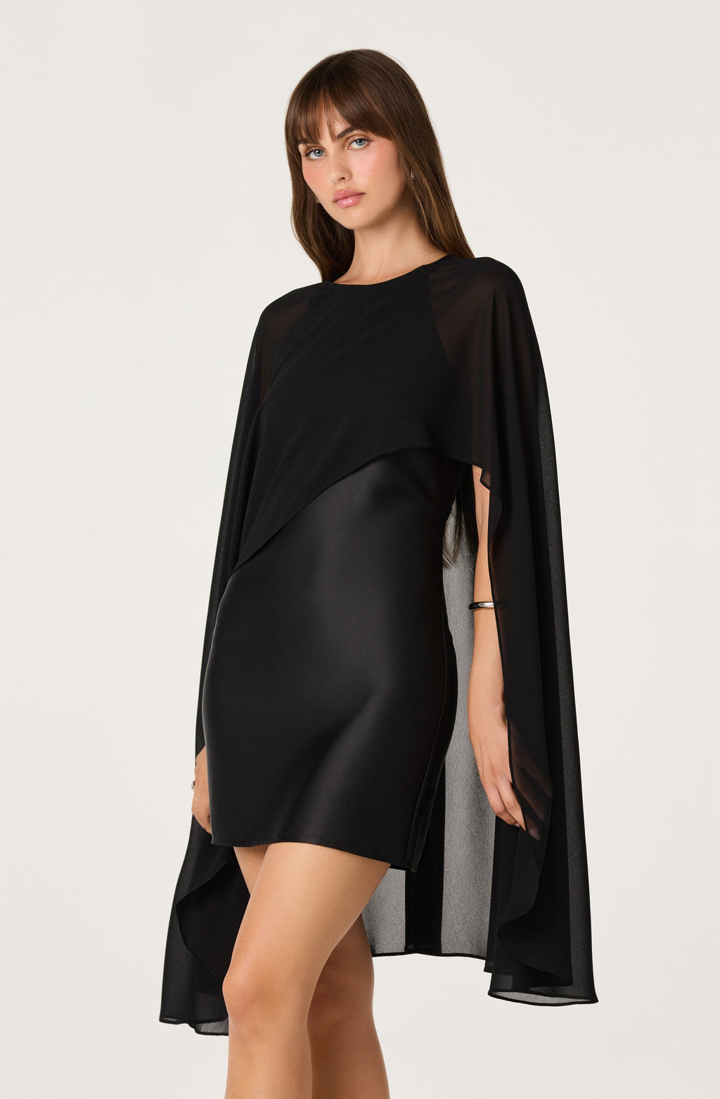 Ginevra Chiffon Cape Mini Dress