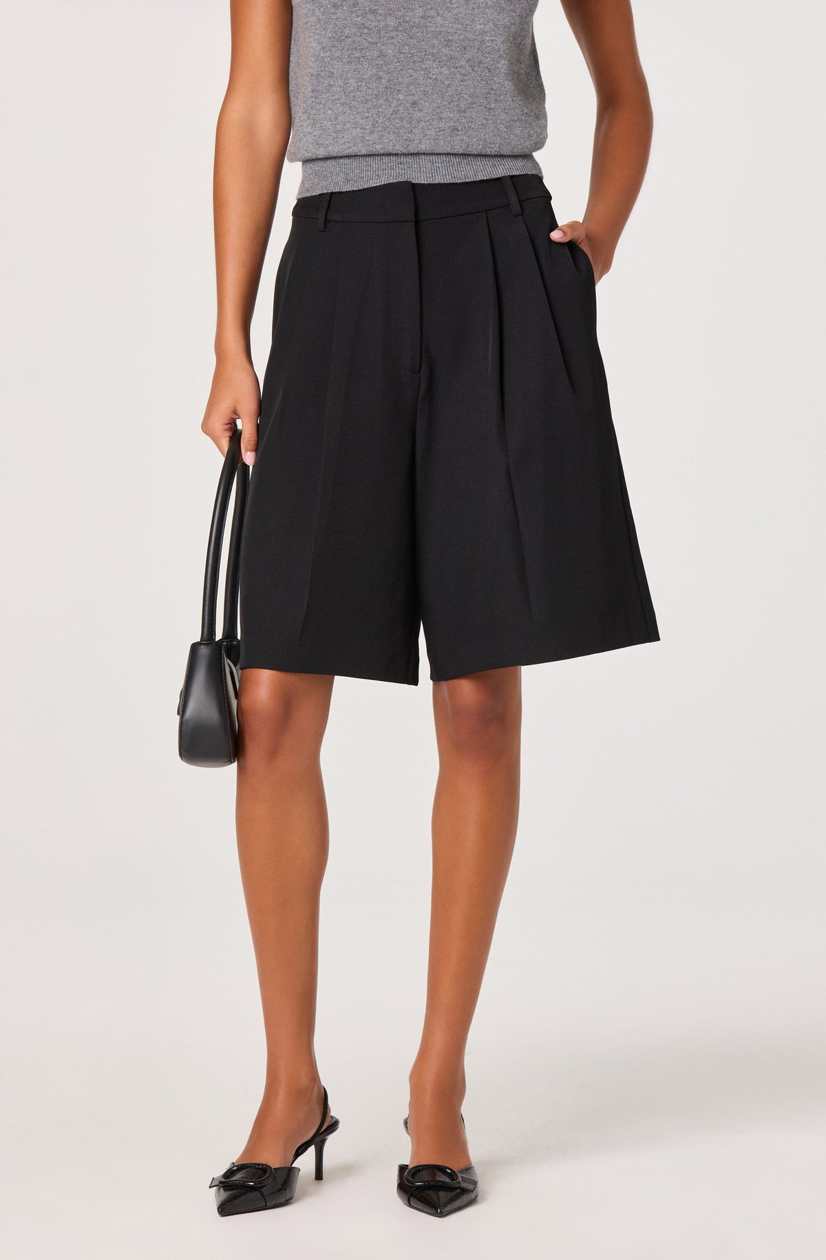 Pleat Front Tailored Bermuda Shorts