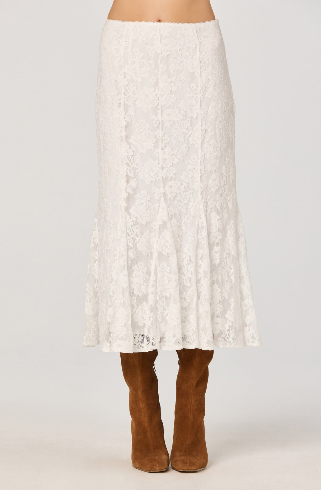 Lace Godet Midi Skirt