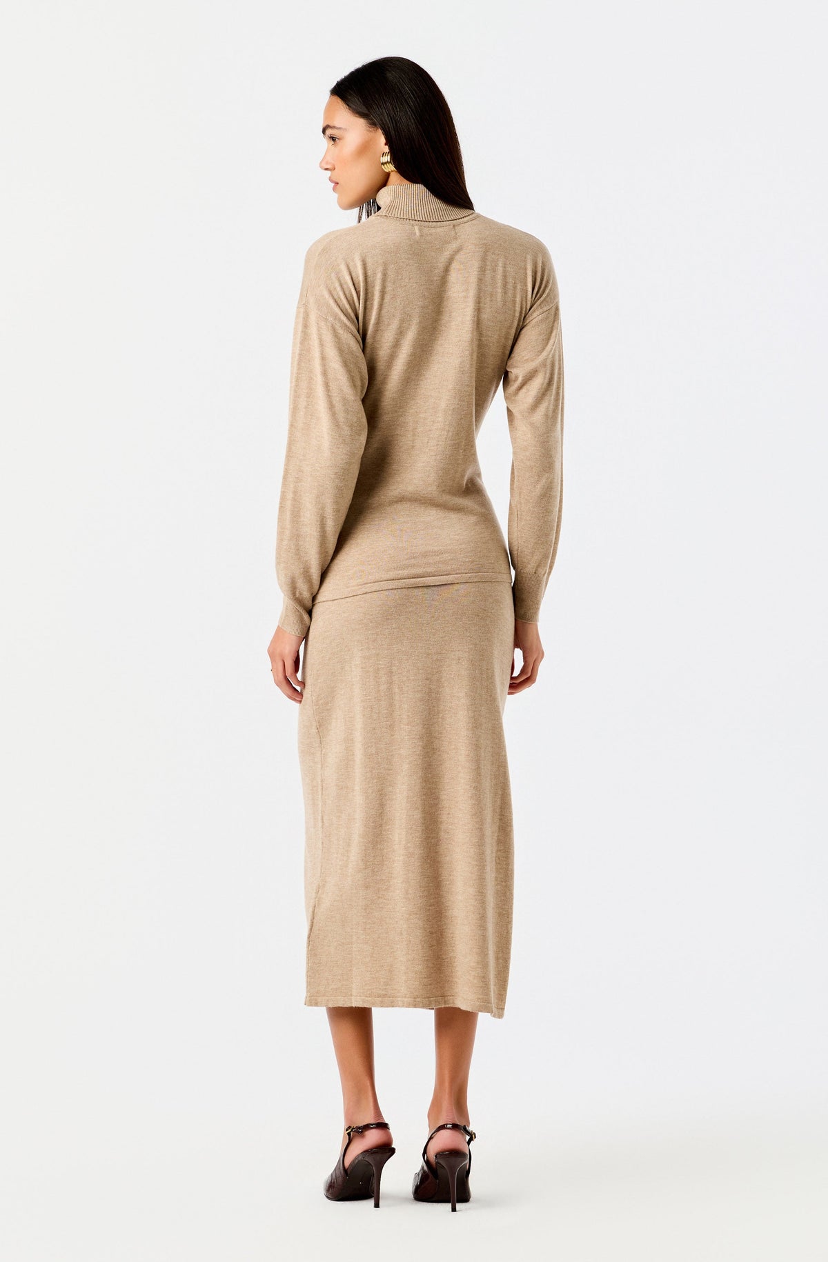 Brenleigh Knit Side Slit Midi Skirt