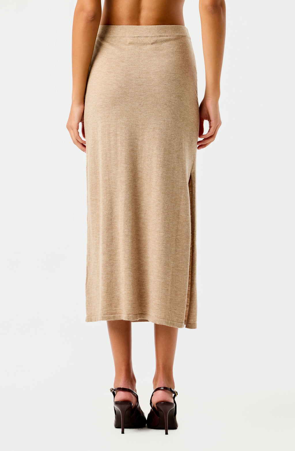 Brenleigh Knit Side Slit Midi Skirt
