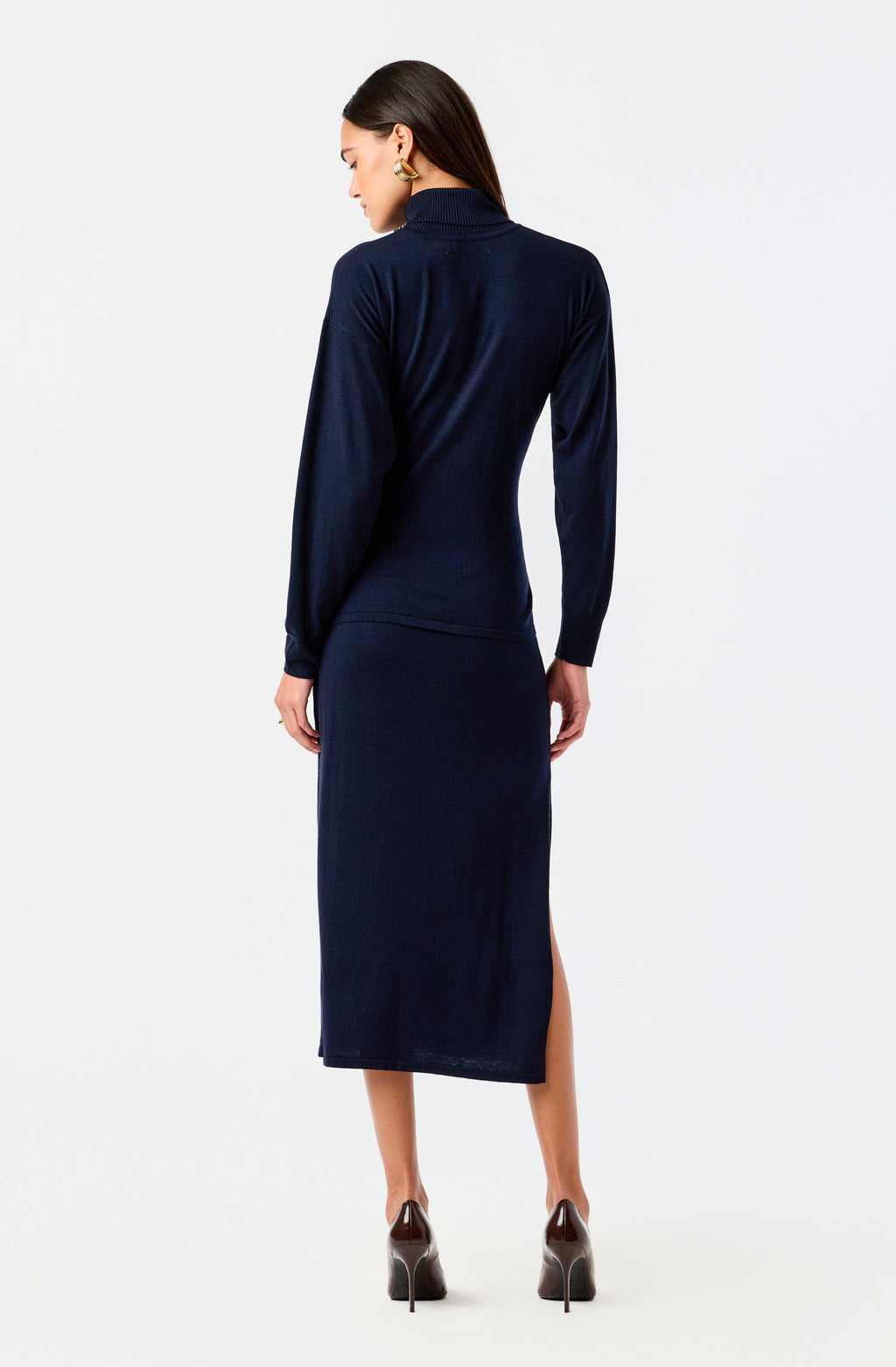 Brenleigh Knit Side Slit Midi Skirt