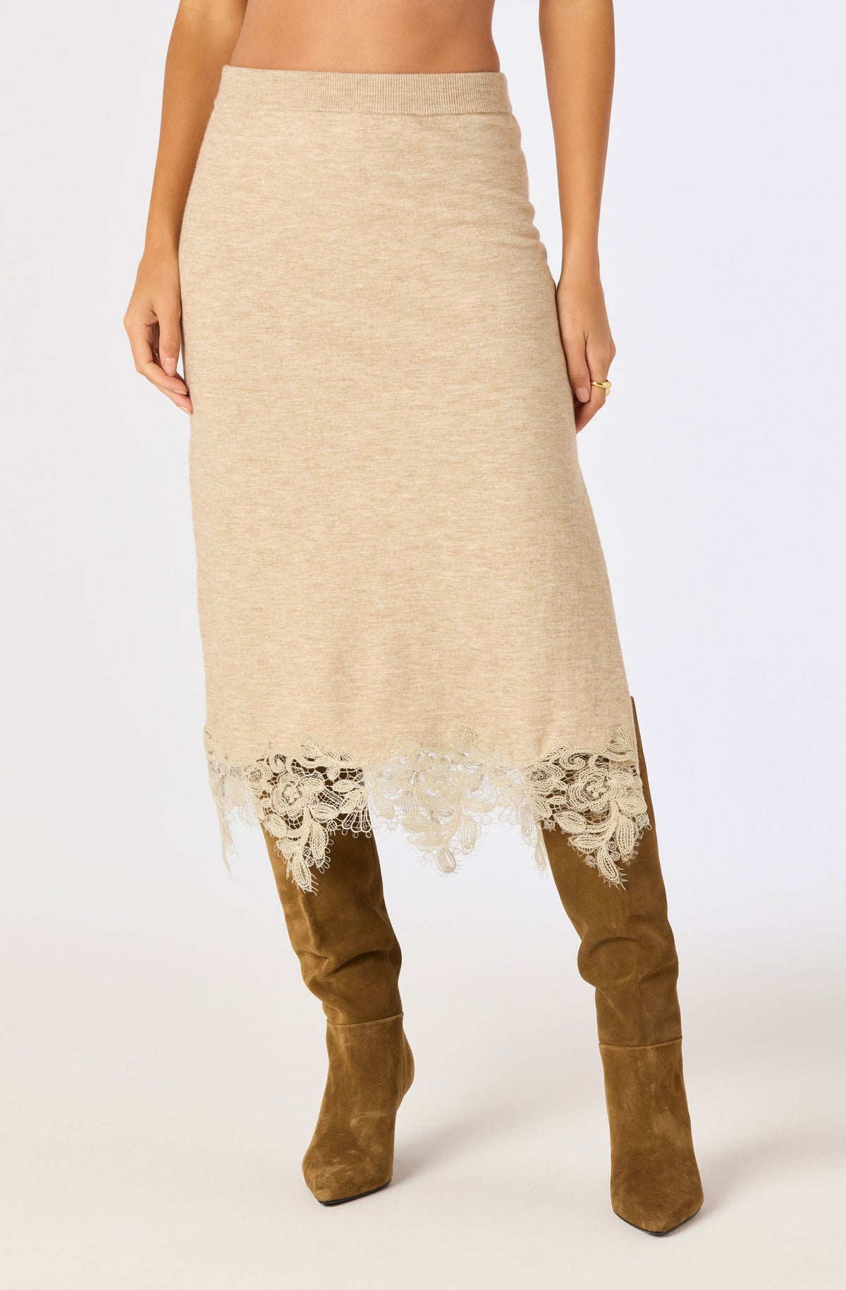 Nadine Lace-Hem Midi Skirt