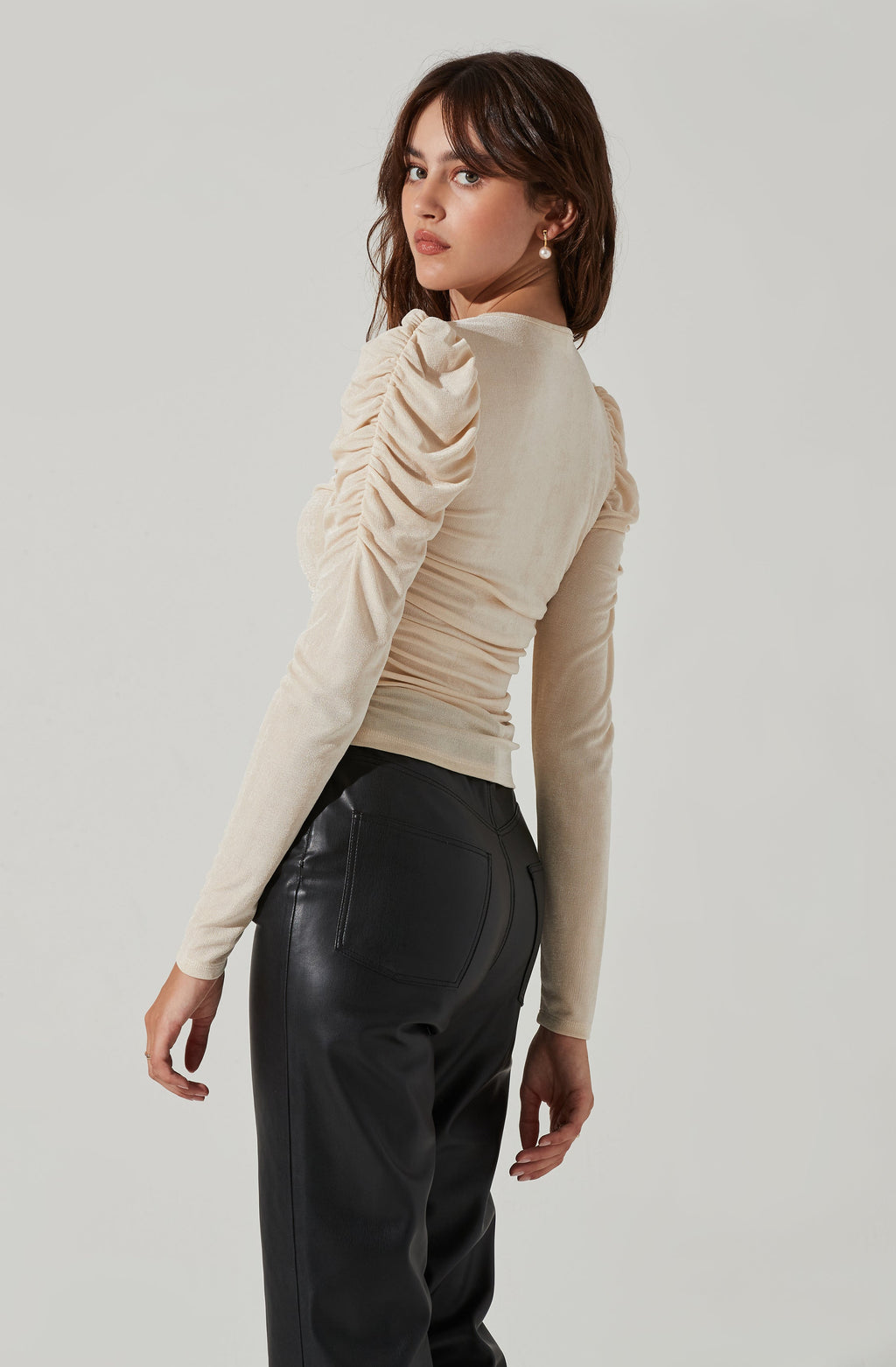 Ruched Front Long Sleeve Top