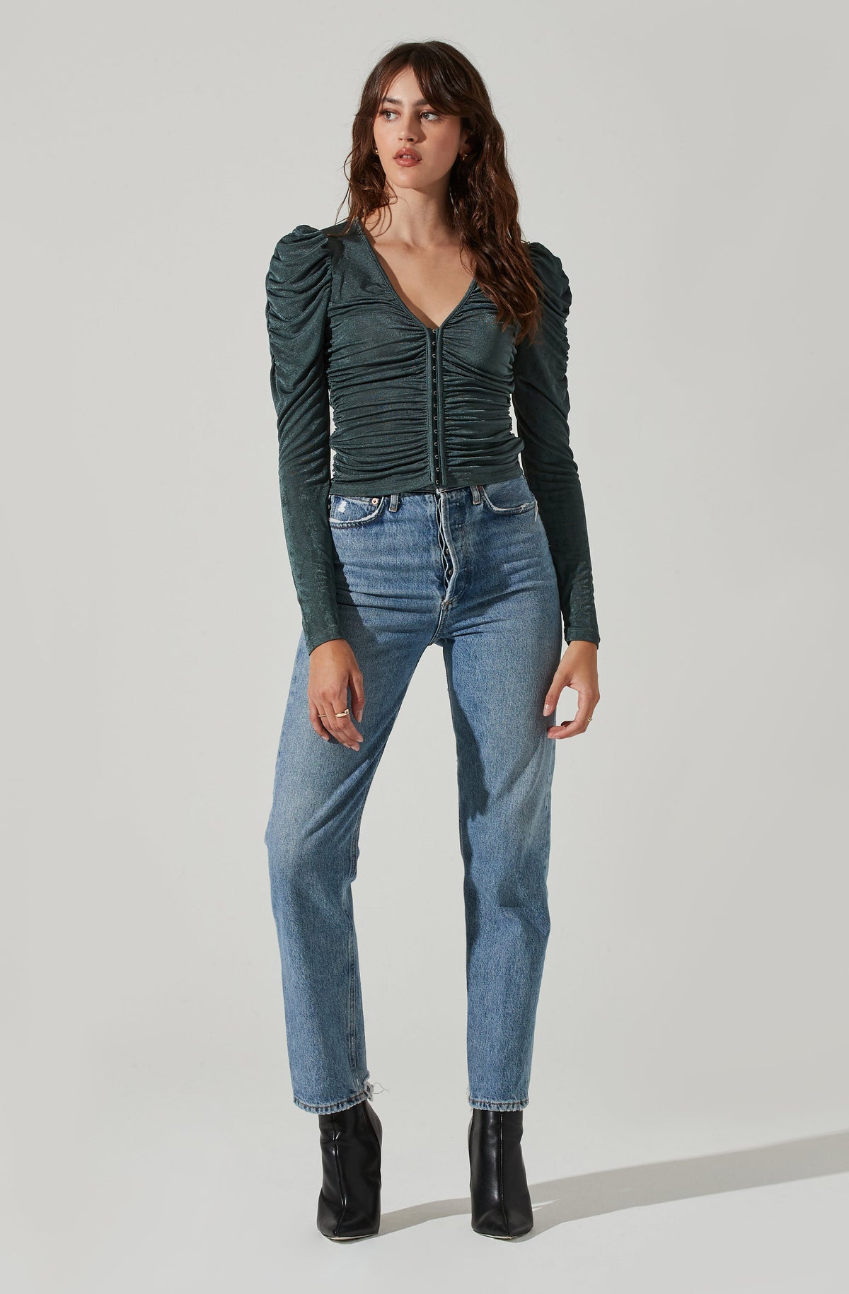 Ruched Front Long Sleeve Top