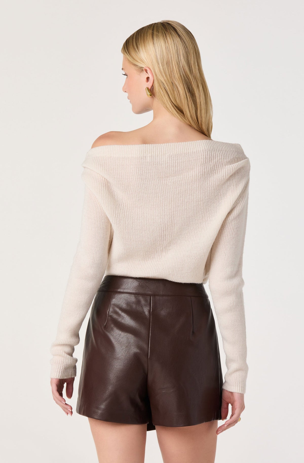 Off-Shoulder Ribbed Knit Sweater