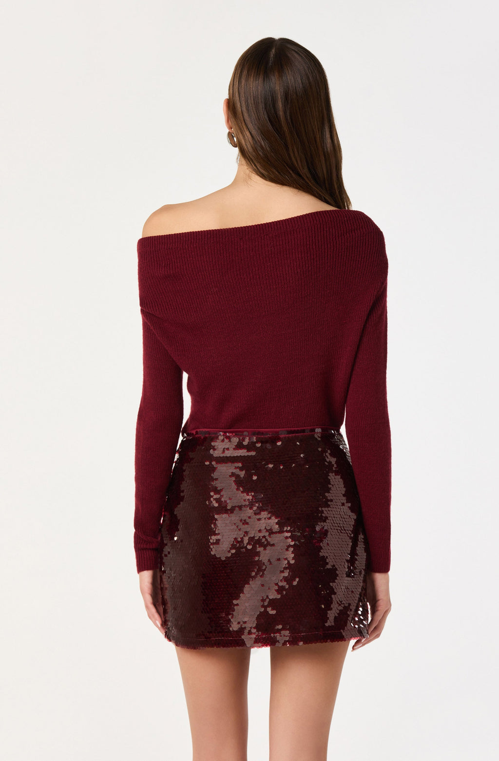 Off-Shoulder Ribbed Knit Sweater