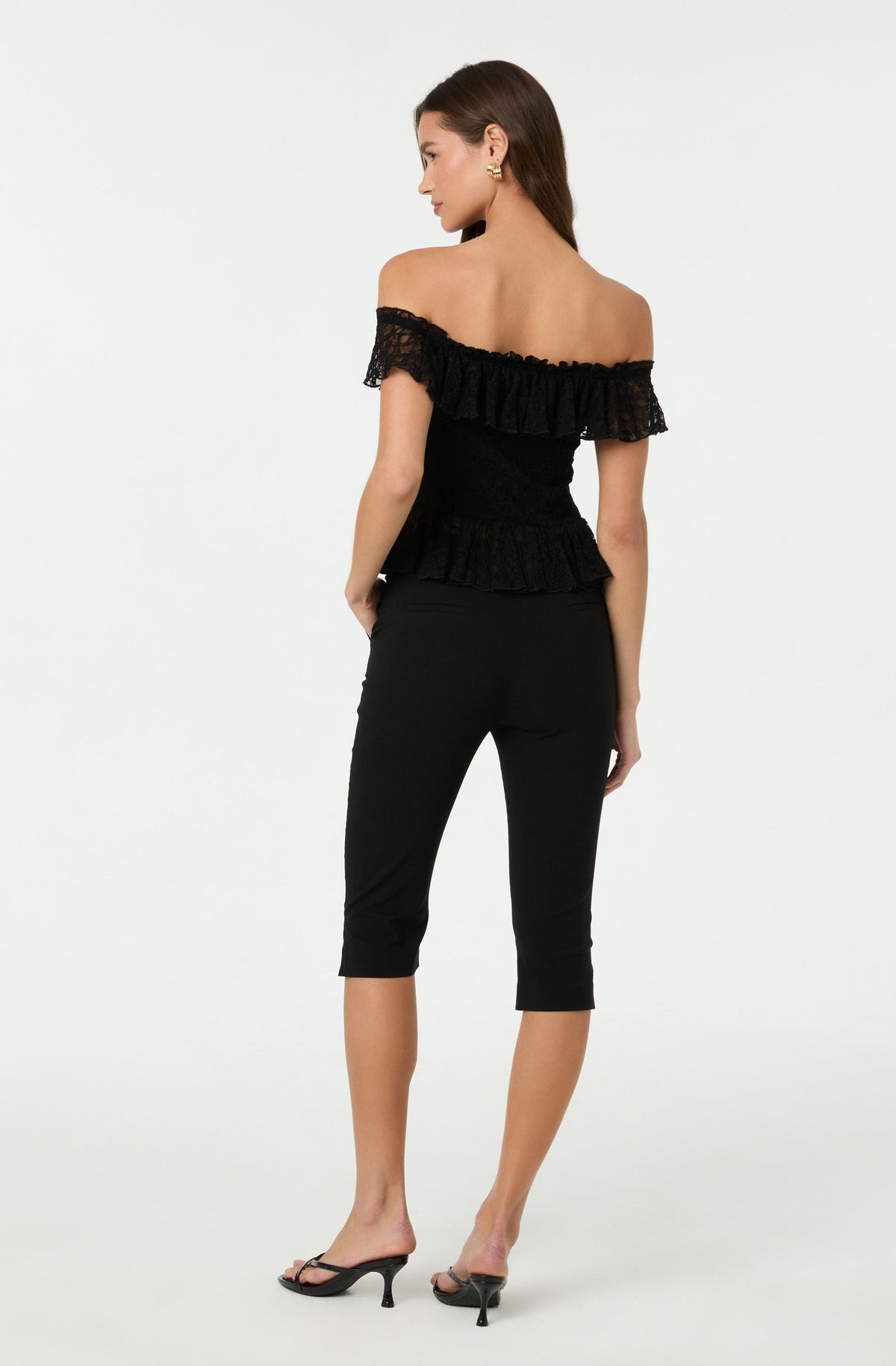 Lace Off Shoulder Ruffle Top
