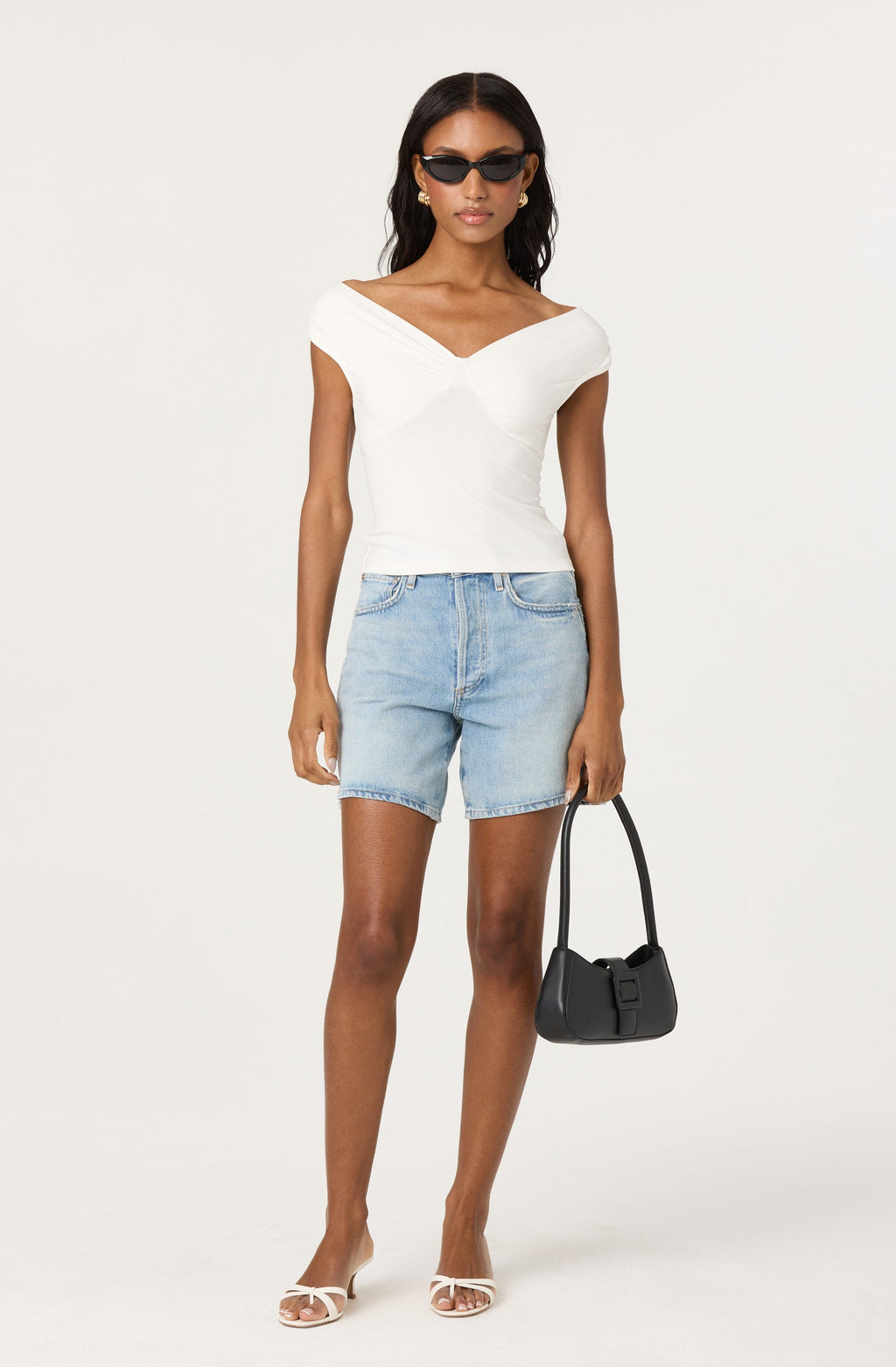 Ruched off shoulder top