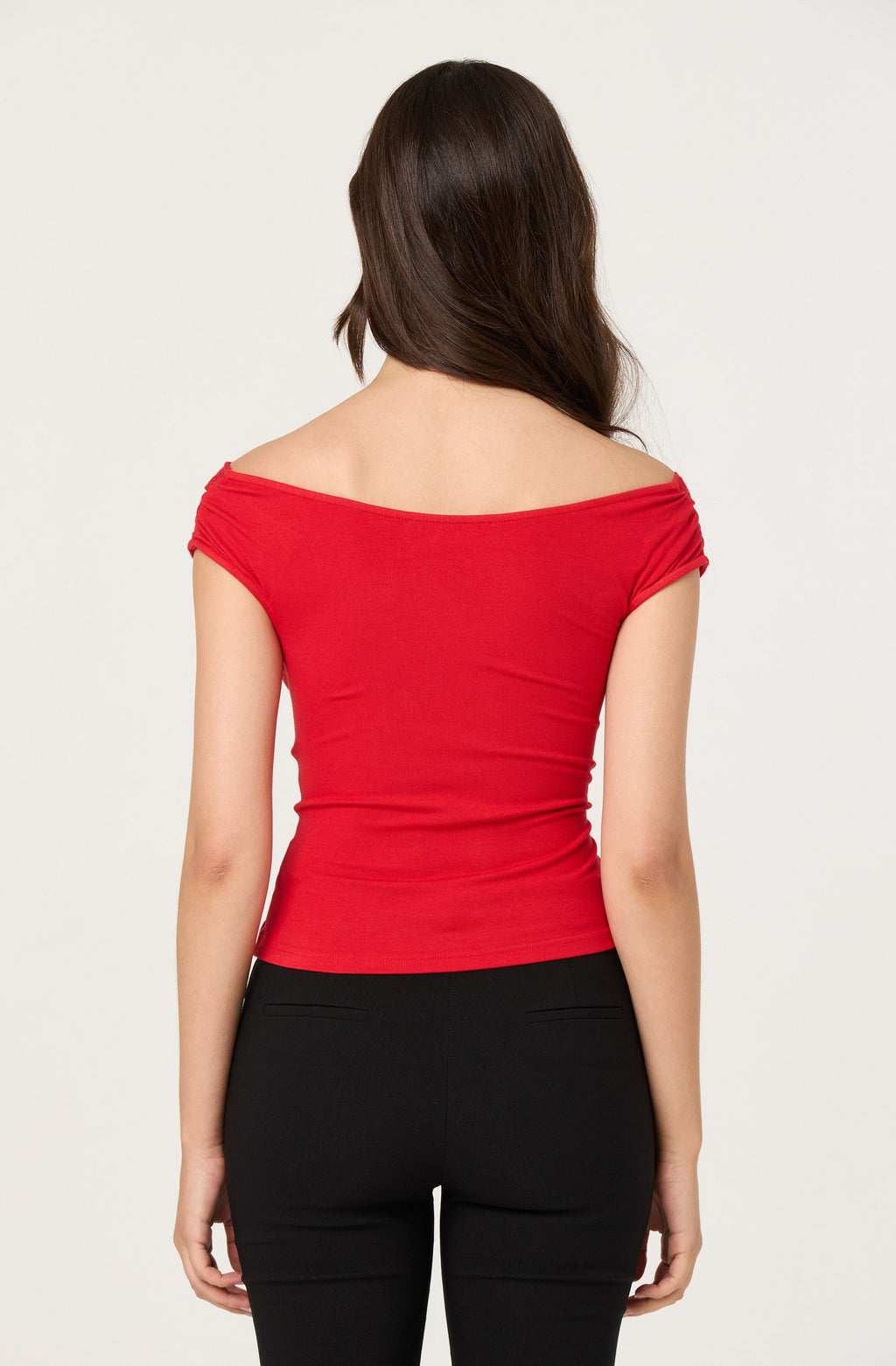Ruched off shoulder top