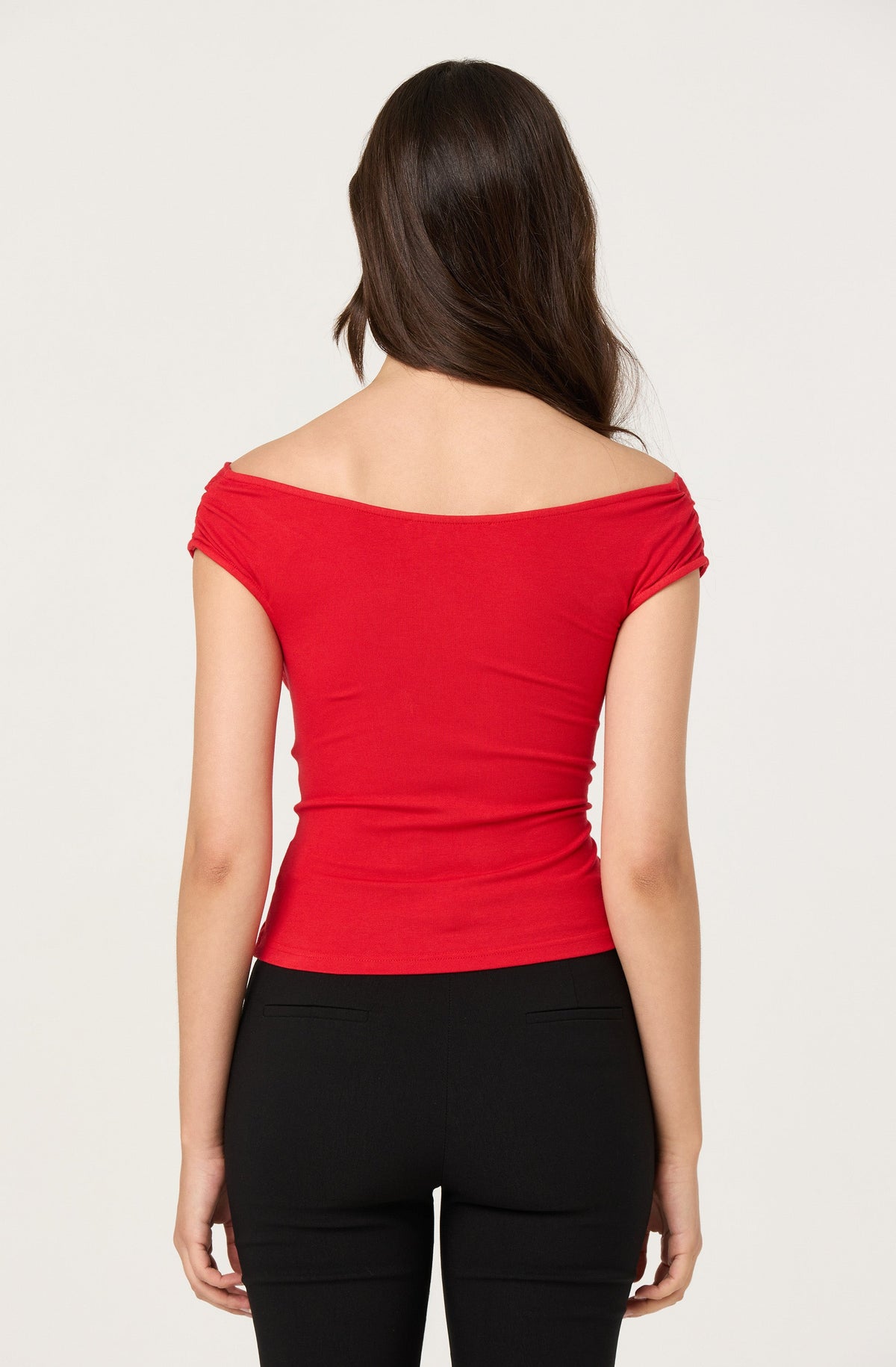 Ruched off shoulder top