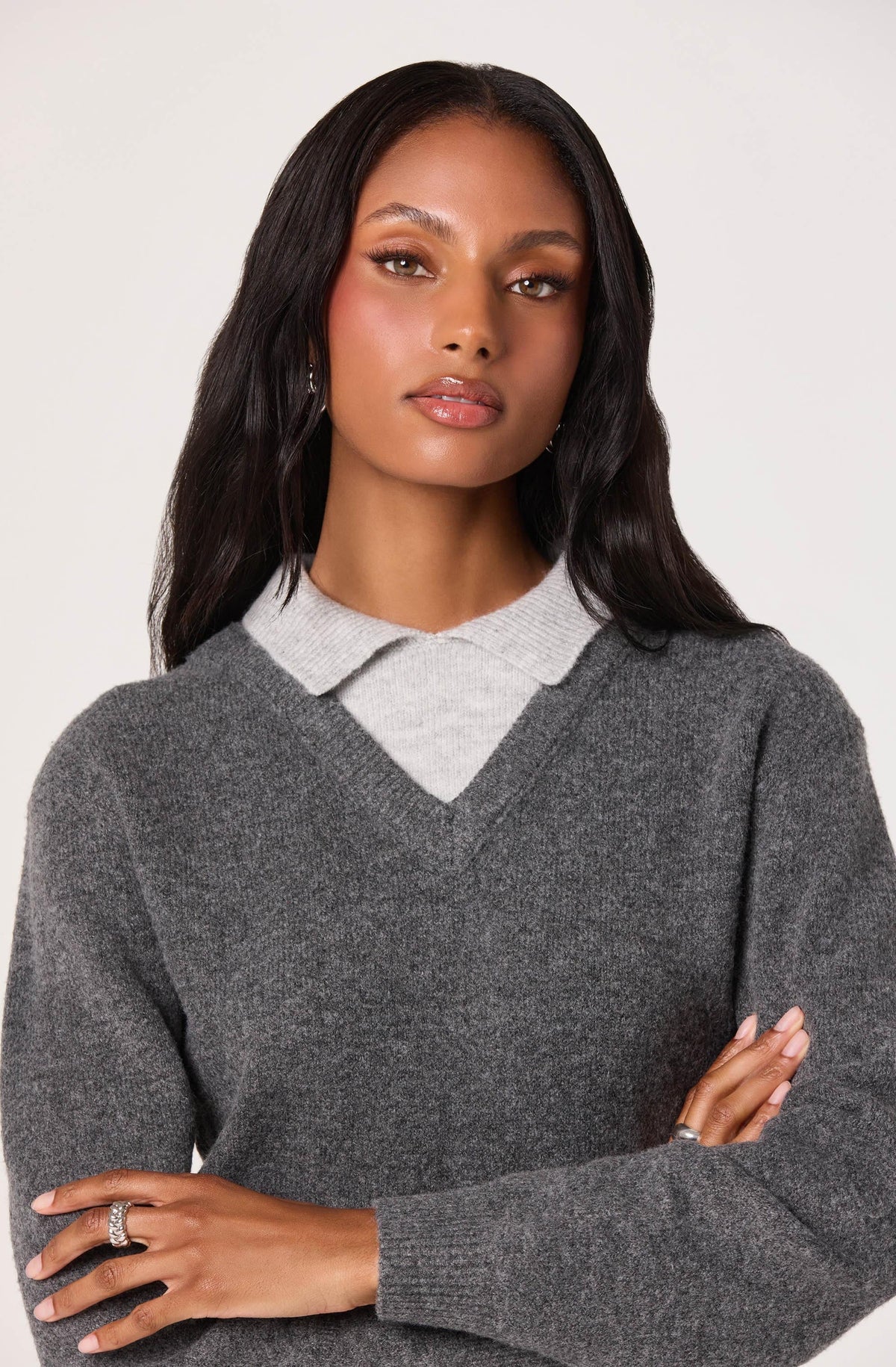 Contrast Faux Layered Sweater