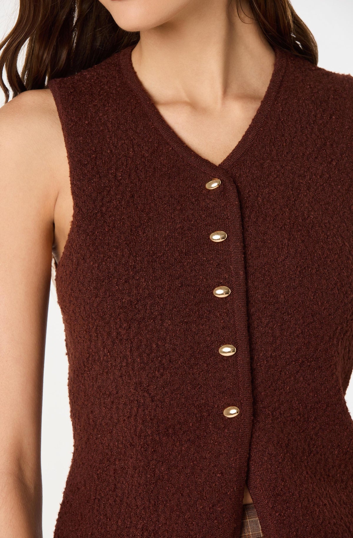 Textured Longline V-Neck Vest