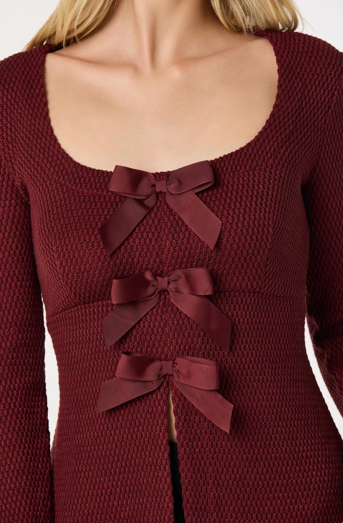 Textured Bow Flyaway Top