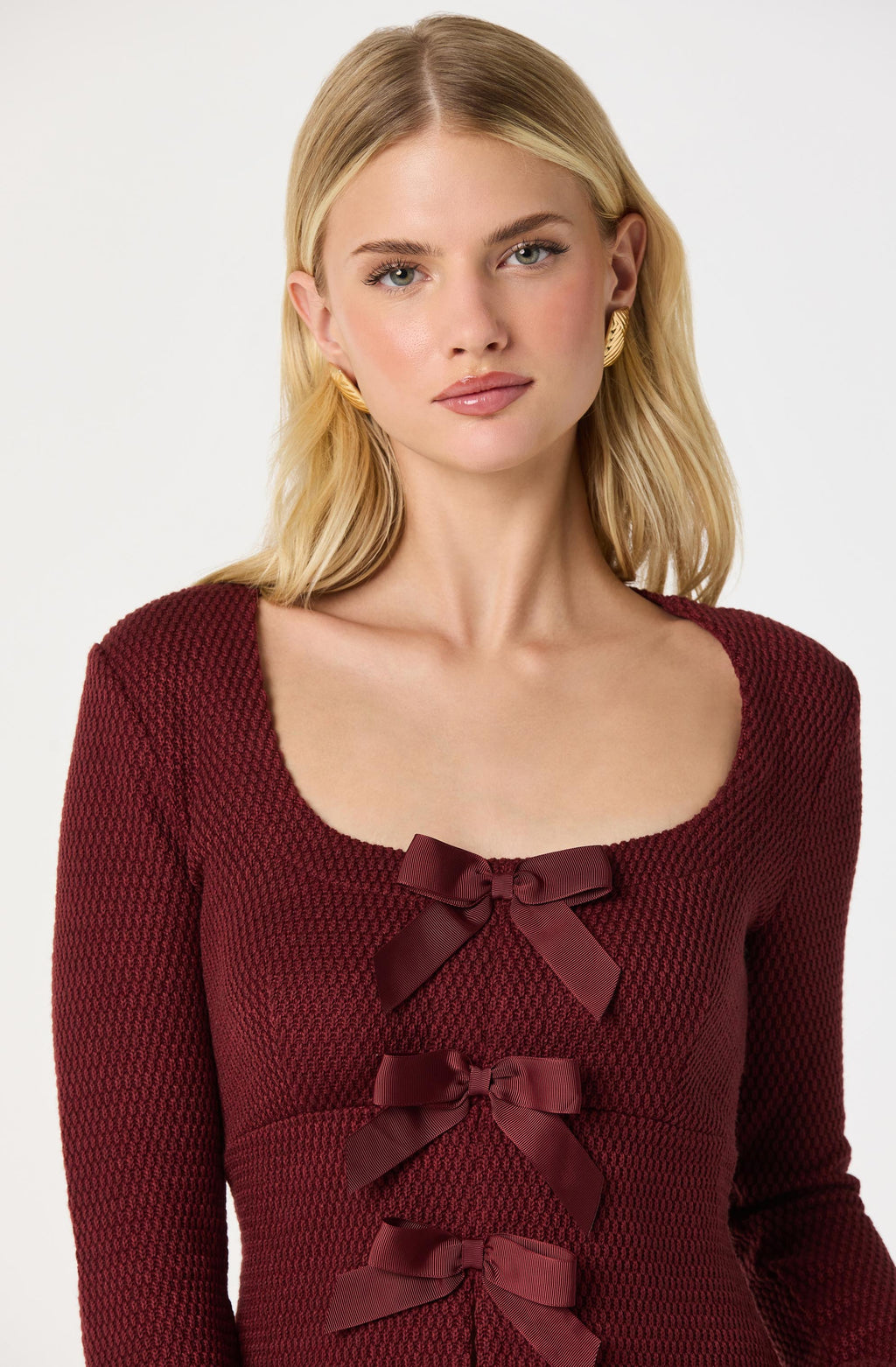 Textured Bow Flyaway Top