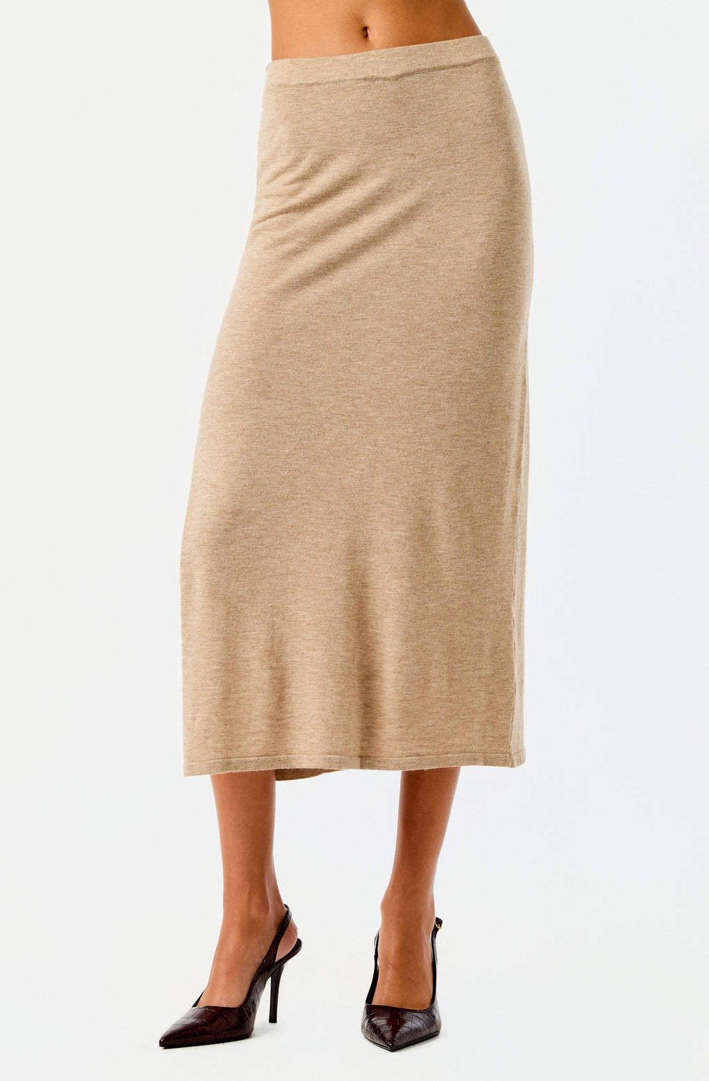 Brenleigh Knit Side Slit Midi Skirt