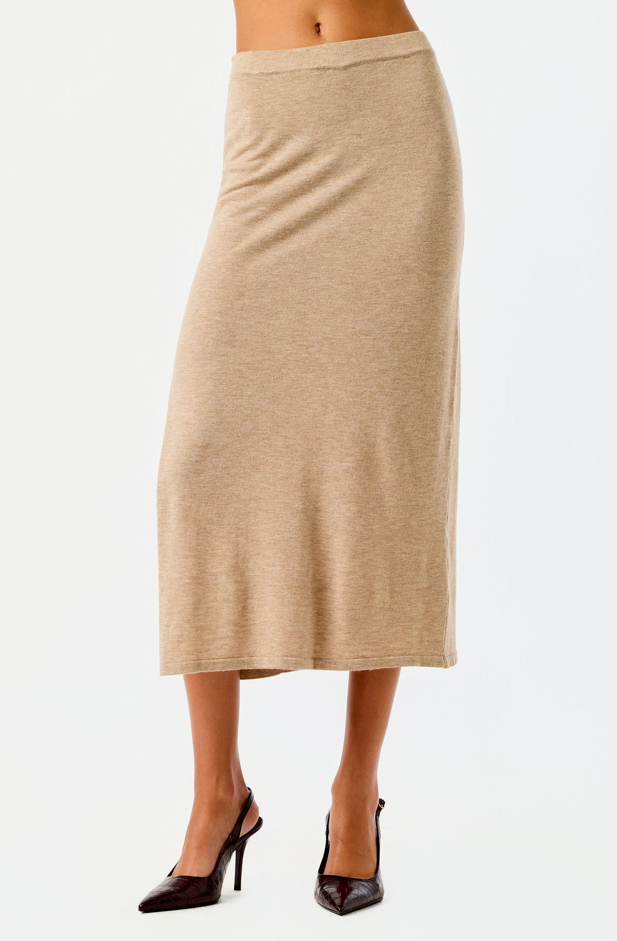 Brenleigh Knit Side Slit Midi Skirt
