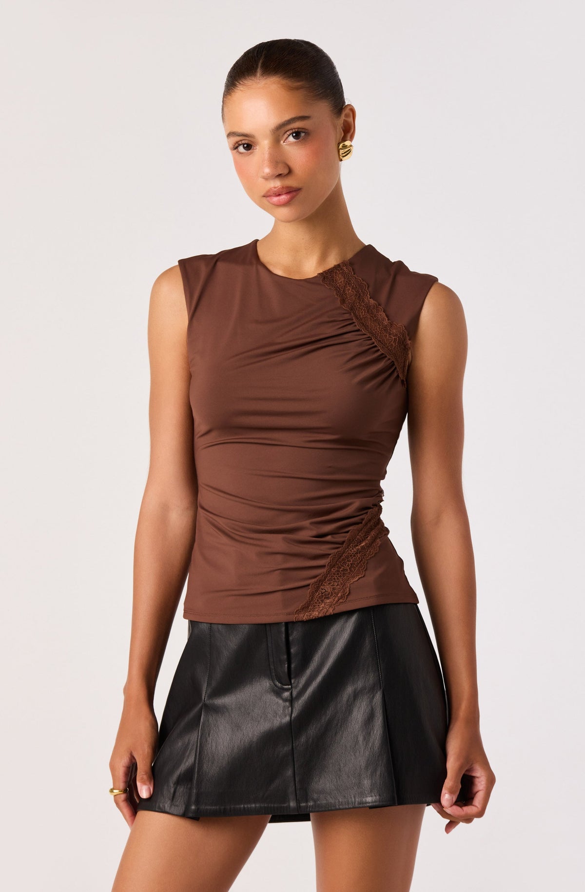 Frances  Lace Detail Ruched Top