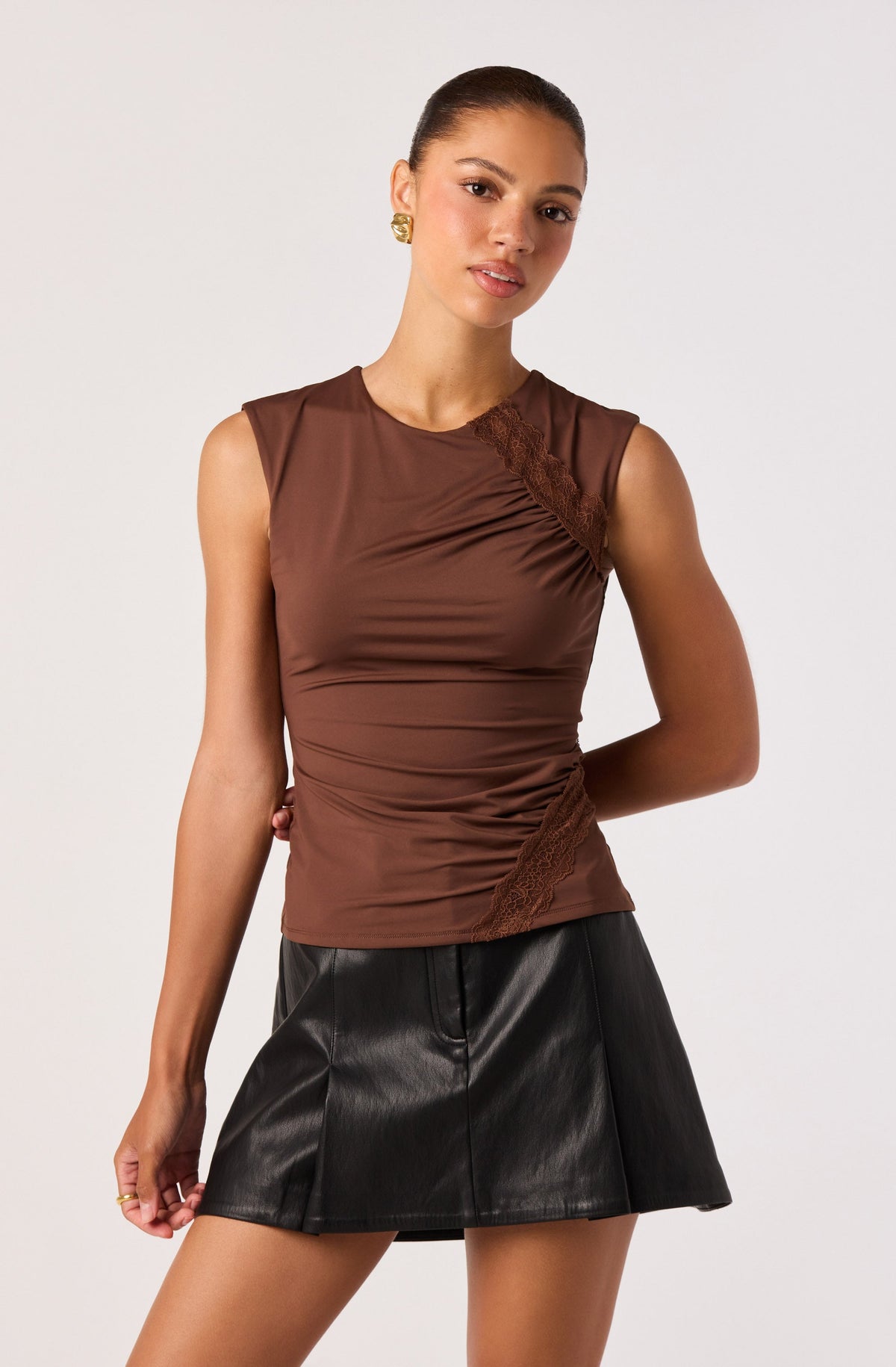 Frances  Lace Detail Ruched Top