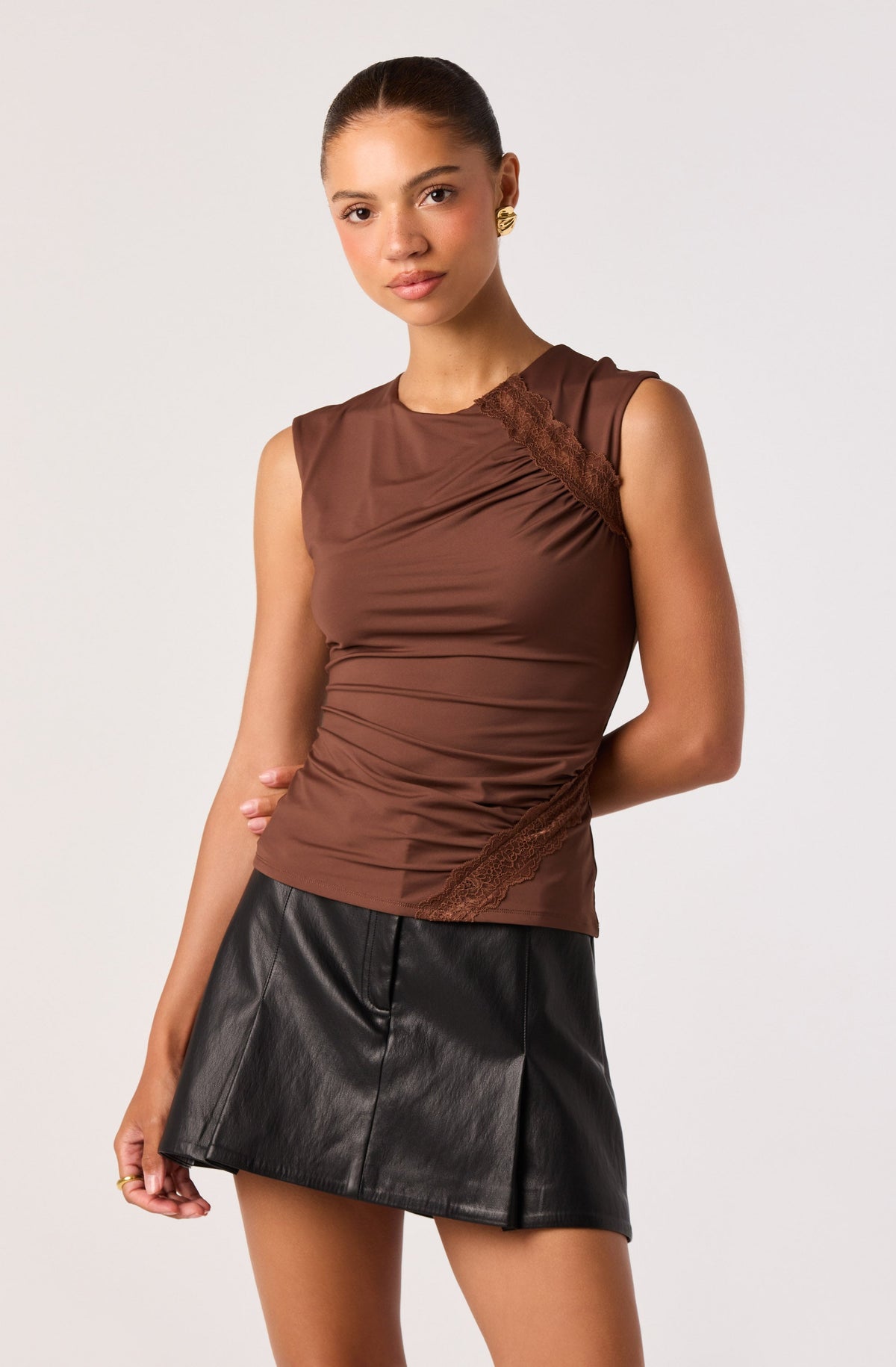 Frances  Lace Detail Ruched Top