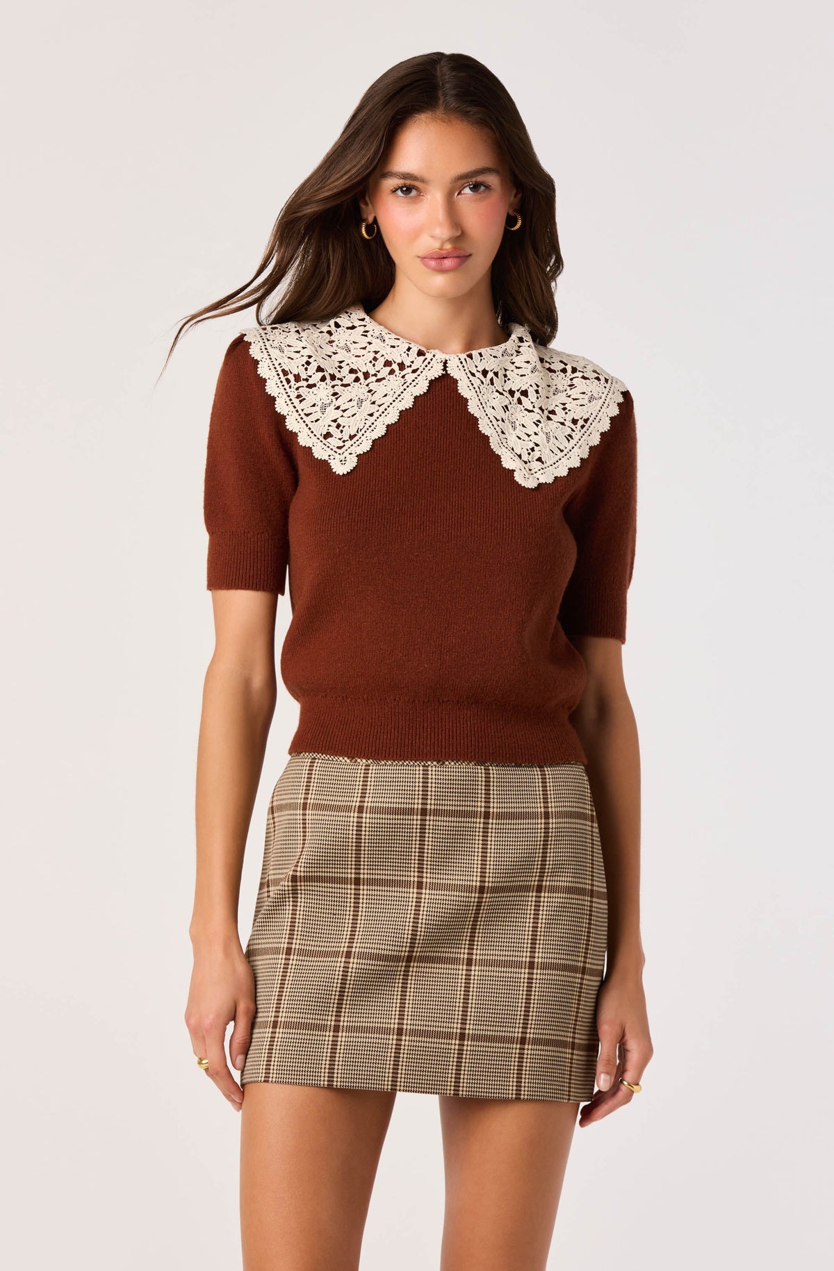 Carianne Lace Collar Puff Sleeve Sweater