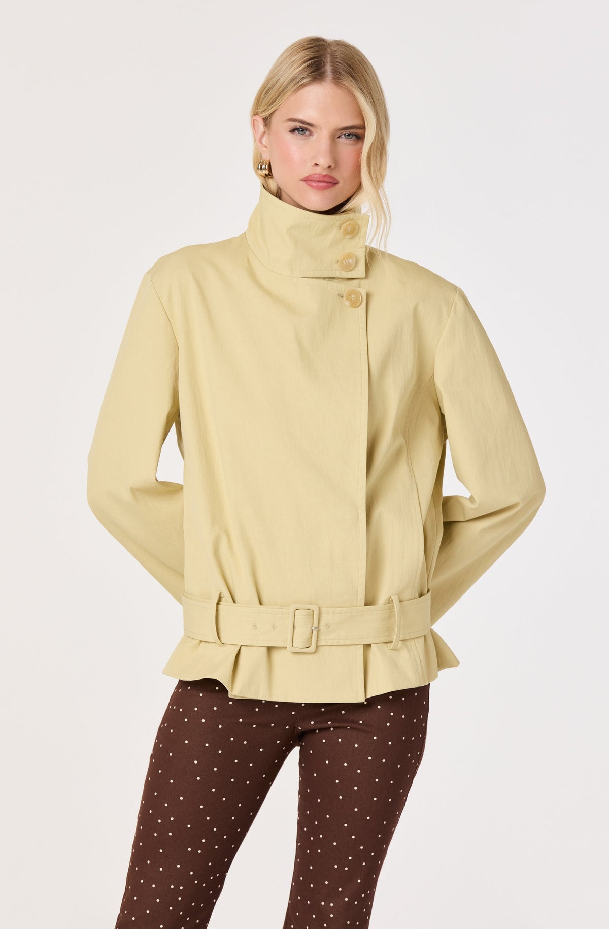 Theo Funnel Collar Belted Jacket