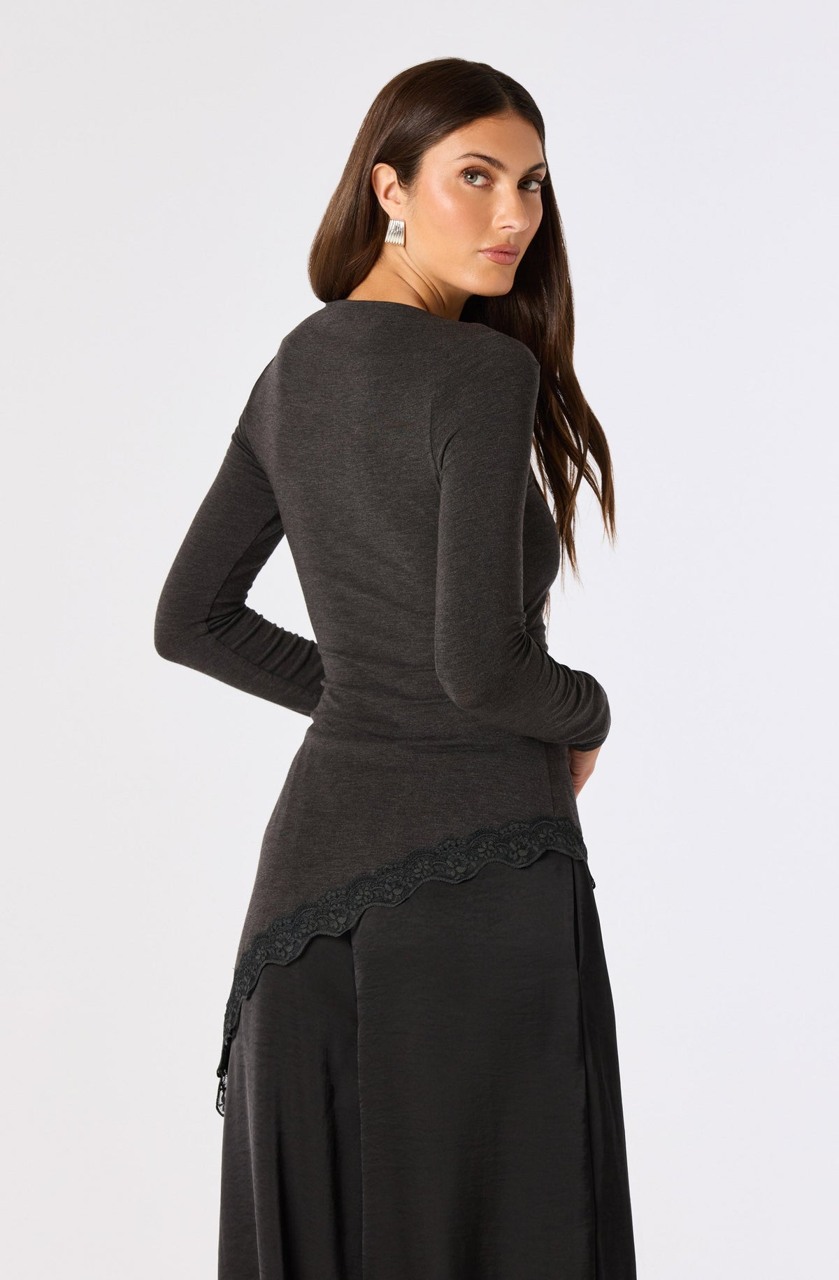 Fiona Asymmetric Lace Hem Top