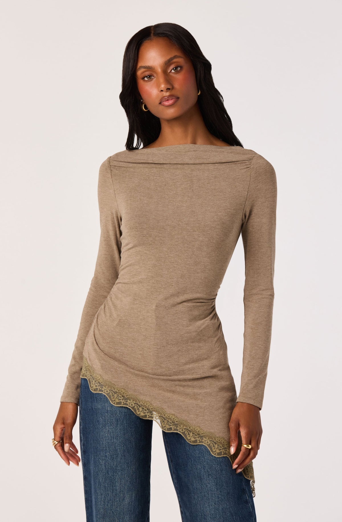 Fiona Asymmetric Lace Hem Top