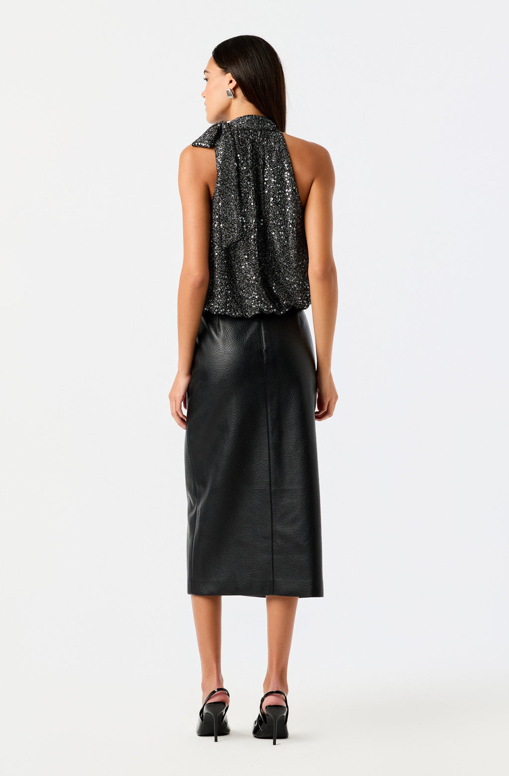Tiffany Sequin Neck Tie Halter Top