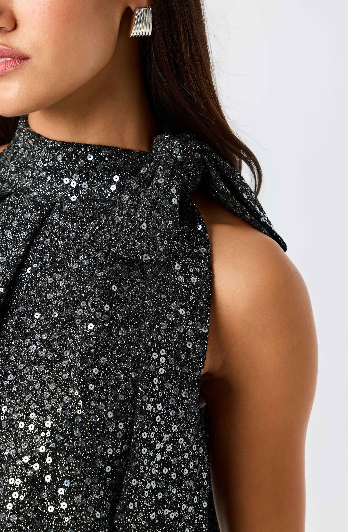 Tiffany Sequin Neck Tie Halter Top