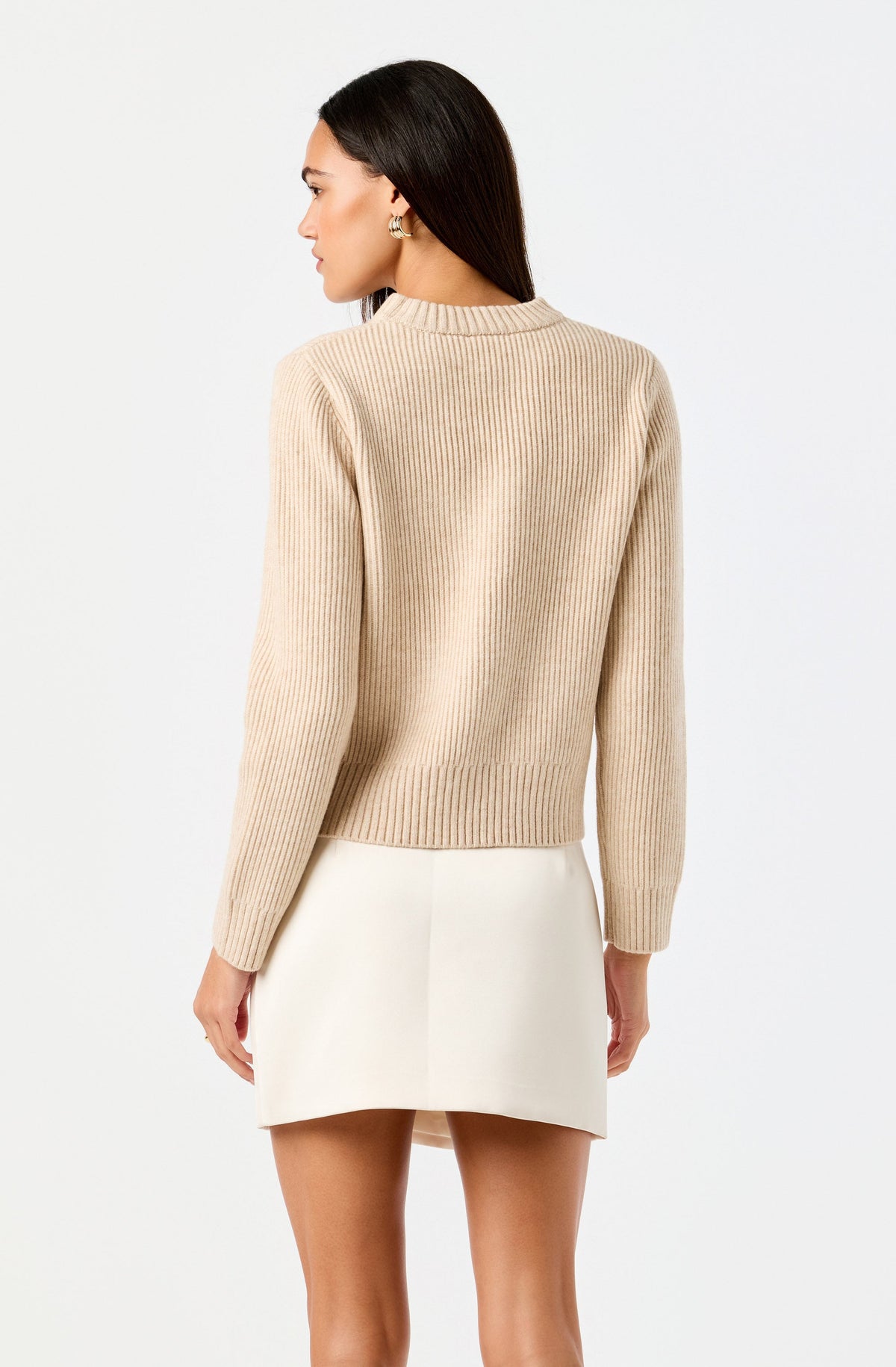 Cayleigh Rib Knit Satin Bow Pocket Sweater