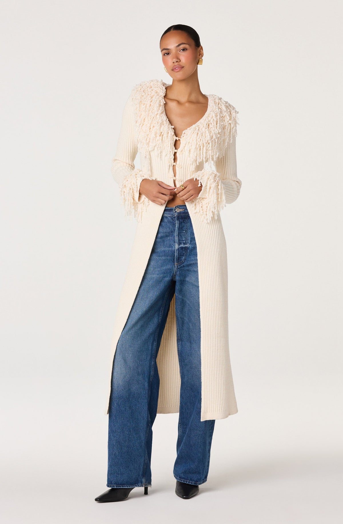 Jadwiga Fringe-Trim Duster Cardigan
